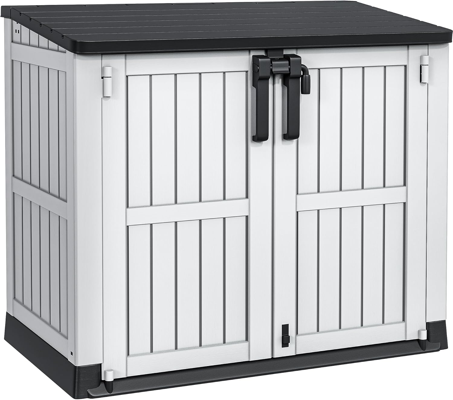 YITAHOME 36 cu ft Resin Outdoor Storage Shed, Weather-Resistant Horizontal Tool Shed, Waterproof Outdoor Storage with Lockable Doors & Air Vent for Trash Cans, Garden Tools (Light Gray) Light Gray 4.2X2.4FT