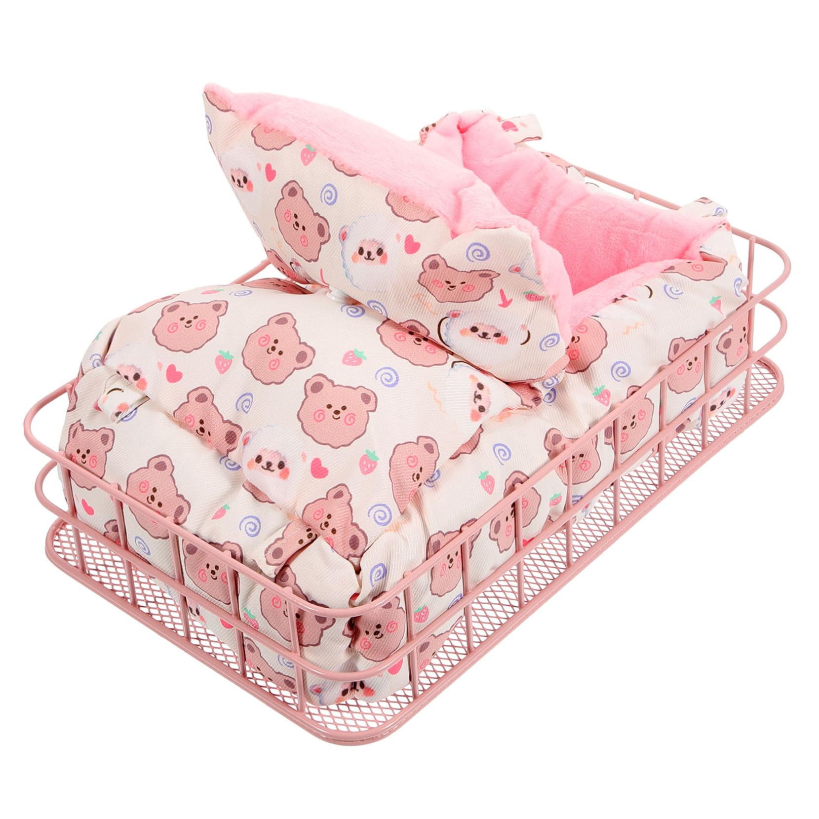 SUPVOX Letto in Ferro per Criceti, Nido Decorativo 2 Pezzi Rosa | Riposo Quotidiano, Struttura in Ferro e Cotone, per Furetto e Roditore, Accessorio per Piccole Gabbie