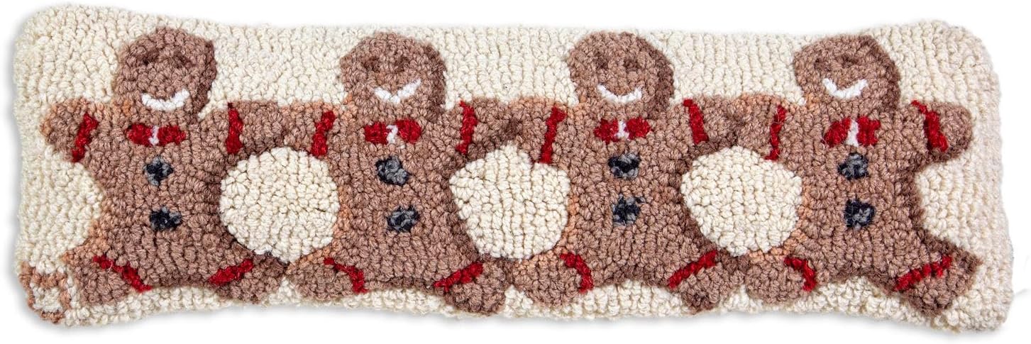 Chandler 4 Corners Artist-Designed Crossed Skis Hand-Hooked Wool Decorative Christmas Throw Pillow (14 in x 14 in) Ski Pillow for Couches & Beds - Low Maintenance - Winter Pillow for Cabins & Lodges