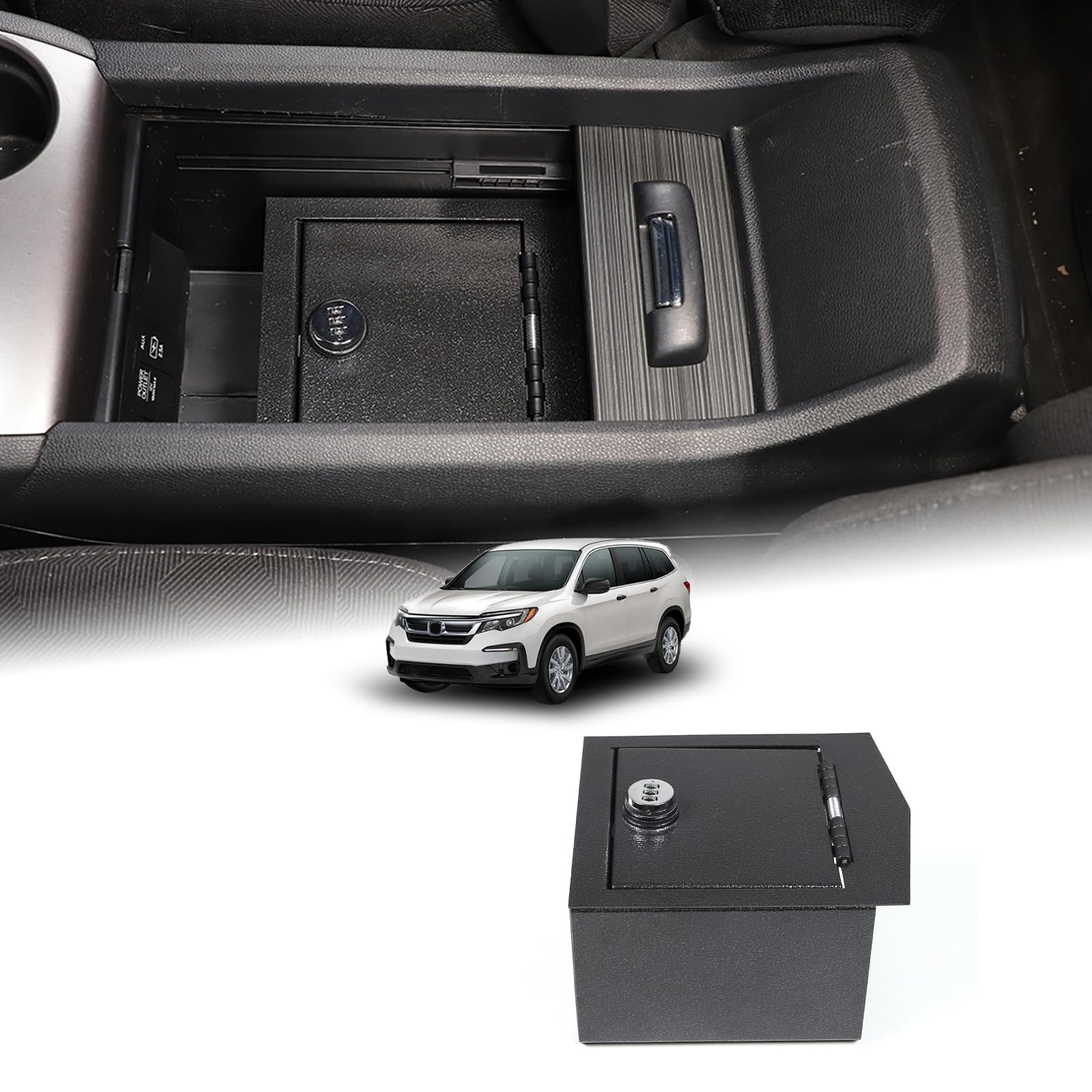 HIRUFAIT Center Console Safe Lockbox Compatible with Honda