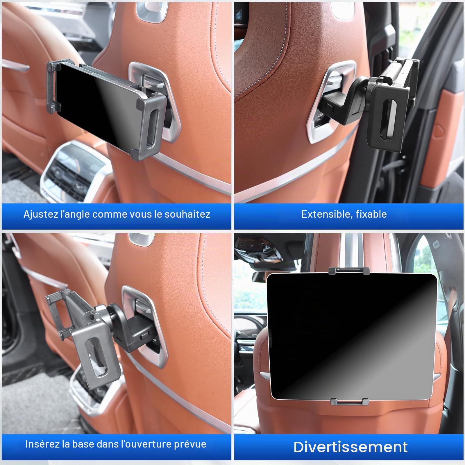 Support pour téléphone portable FDAIUN pour voiture BMW X5 G05 X6 G06 X3 G45 IX i20 Série 5 G60 G61 Série 7 G70 i5 G60 G61 2024 2025 2026 Accessoires Support pivotant à 360° pour voiture pour tablette