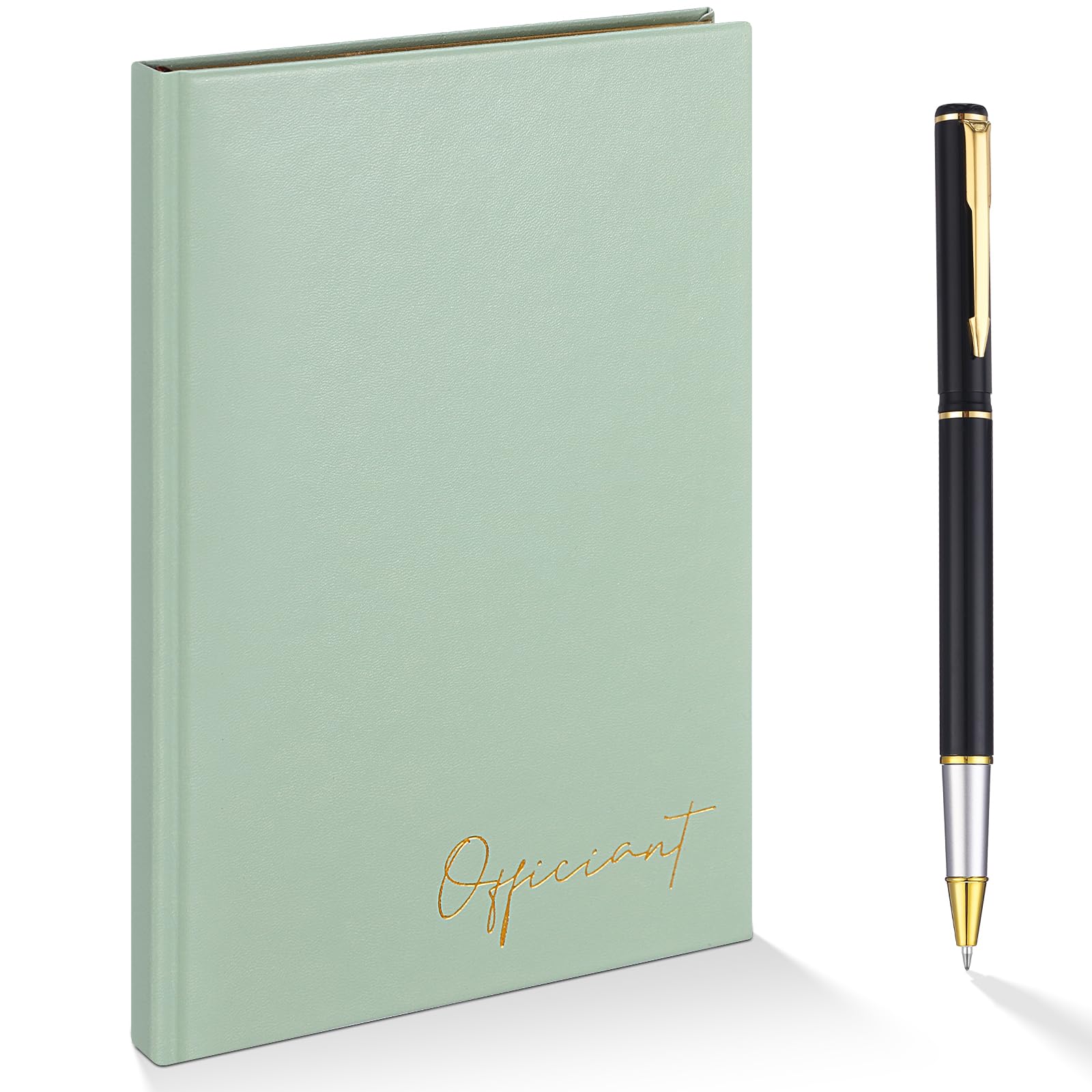 Engrowtic Light Green Wedding Officiant Book with Black Ink Pen 5.25 x 8.25 Inch Hardcover Journal Notebook with 192 Pages Officiant Gift Pastor Gift