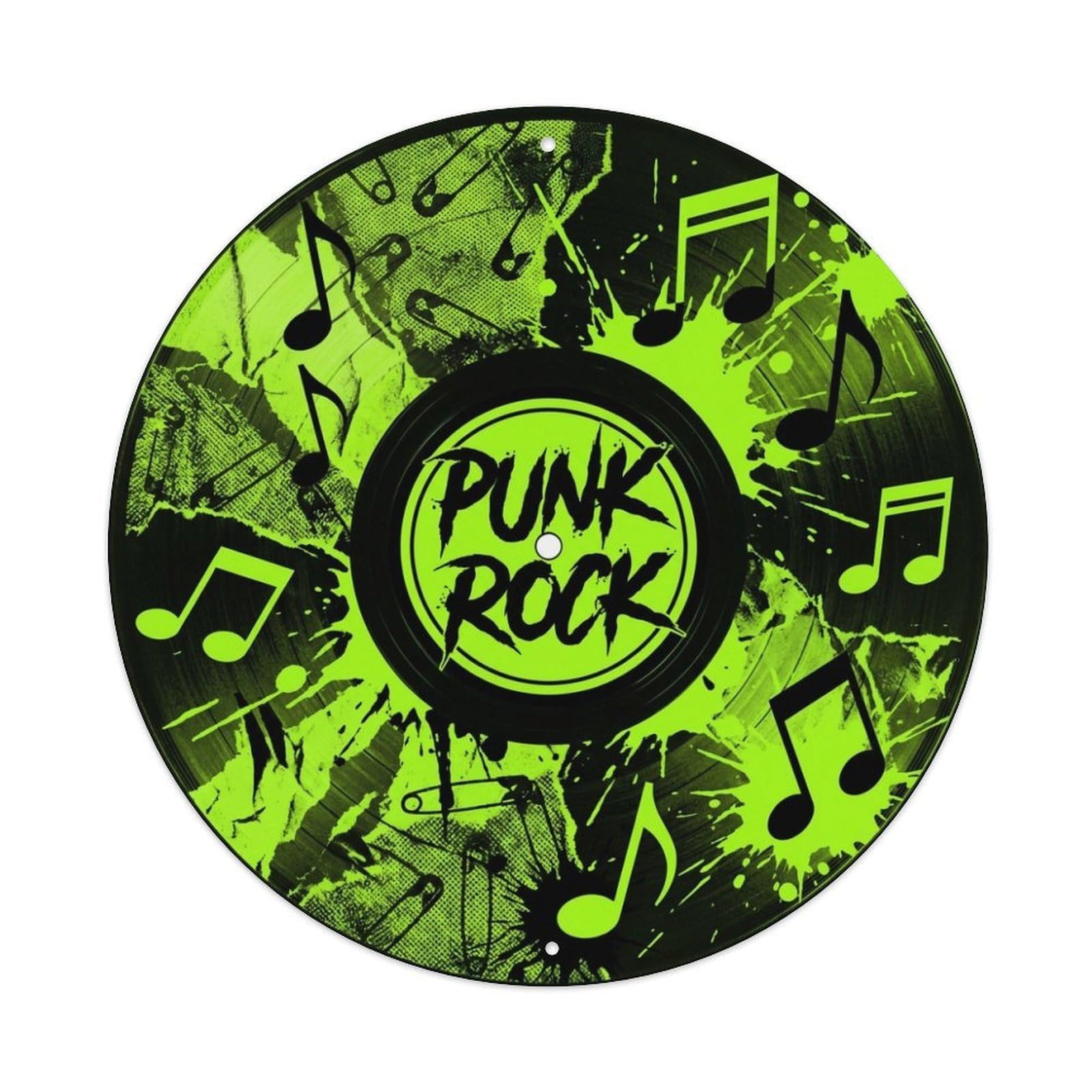 Rock Neon Green Punk Record Cover Style Vinyl Groove Metal Tin Sign
