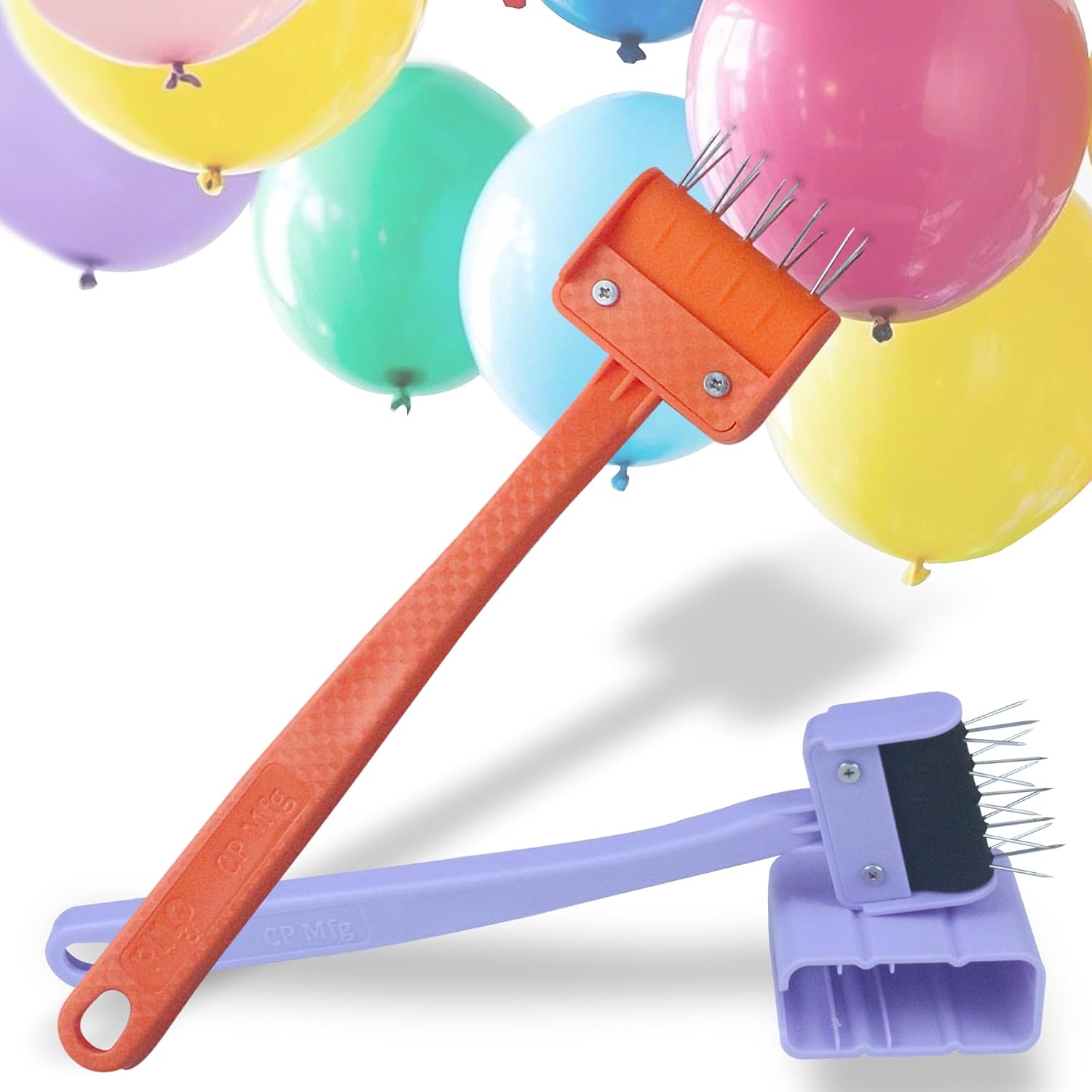 Balloon Burster Stick Popper Tool Removal Kit with 15 Steel Pins (Assorted Colors 2 Units)