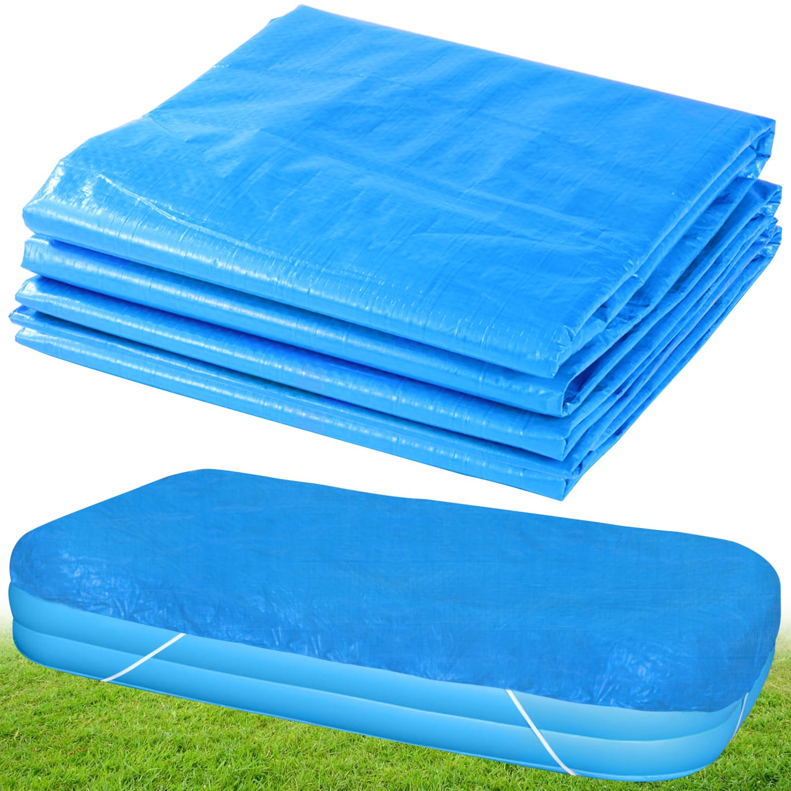 Photo 1 of 6.7 × 10 FT Rectangular Pool Cover,Inflatable Swimming Pool Cover Fits Under 120"x80" Above Ground Pools,Rectangle Above Ground Swimming Pool Cover with Adjustable Drawstring