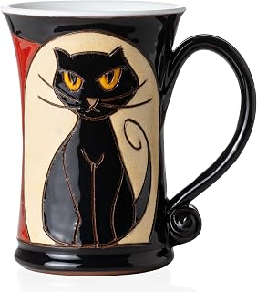 wheel thrown ceramic mug 11oz Cat Mug for Cat Lovers Handmade Ceramic Coffee Mug Cute Mugs for Women and Men Your Tea Mug-Cat Mug 1