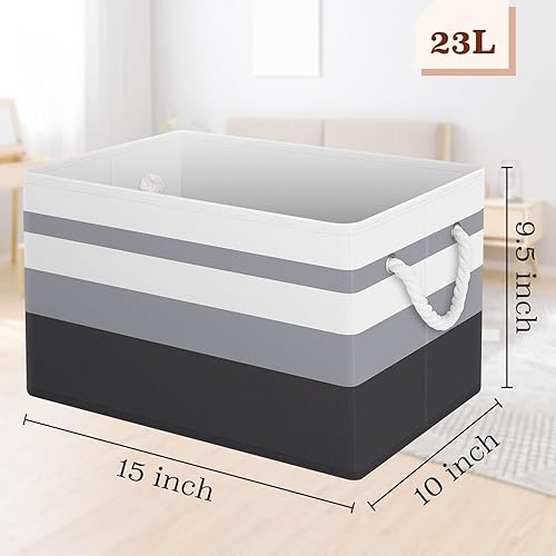 Vista 8 de Fab totes Contenedores de almacenamiento [paquete de 3], cestas de almacenamiento plegables para organizar juguetes, libros, estantes, armario, caja