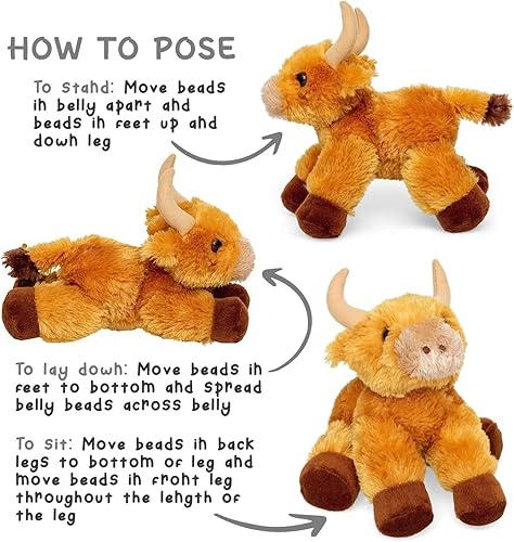 Miniatura 3 de Vaca Cary esponjosa de 8 pulgadas, peluche de vaca suave y tierna, animal de peluche, color marrón, pequeño