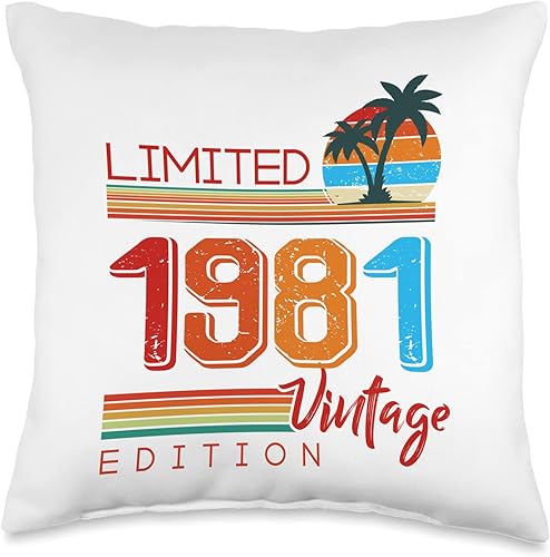 Vintage 1981 41st Birthday Gift For Men And Women Vintage 1981 Edición Limitada Retro 41 Cumpleaños 41 años de edad, 16 x 16 pulgadas, Multicolor