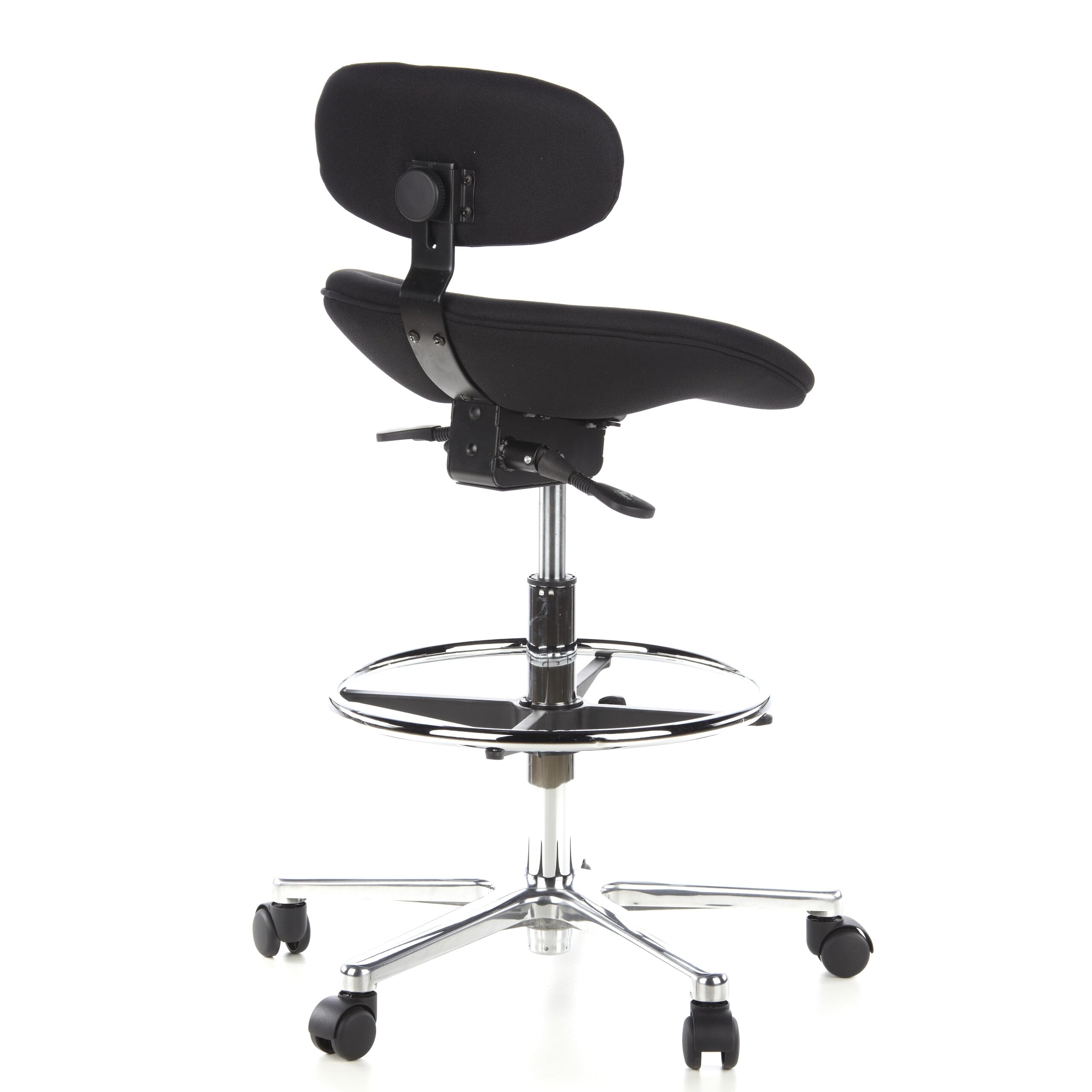 hjh OFFICE Silla de Trabajo Taburete de Trabajo Silla giratoria Work MF Tela Respaldo de Altura Regulable Negro