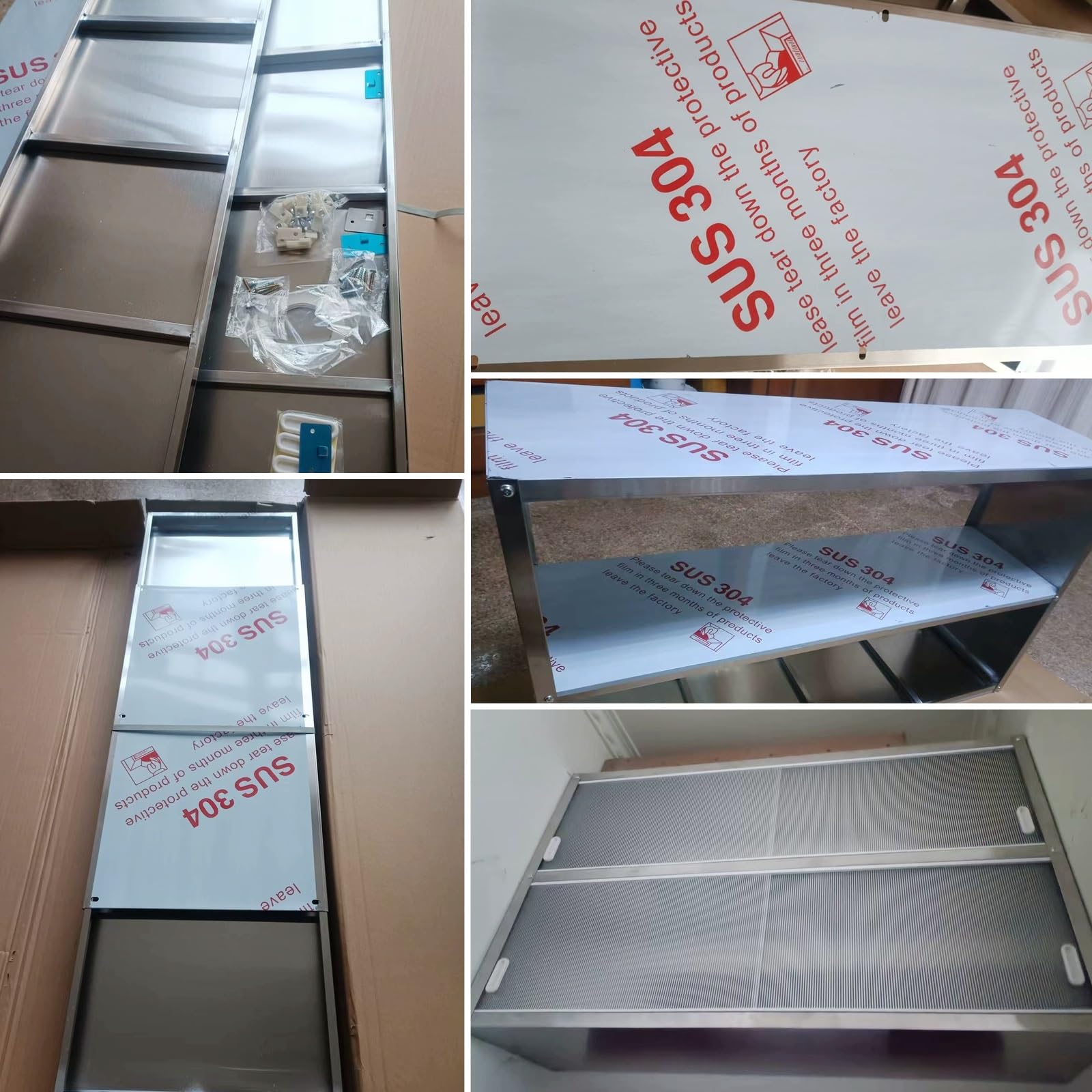 Armadietto da parete multiuso, struttura in acciaio inox con anta trasparente, kit di accessori completo, facile da montare, ideale per cucina, bagno, camera da letto, ripostiglio (120 x 30 x 70 cm)