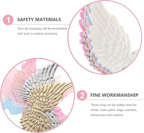Miniatura 7 de NUOBESTY Adorno de ala de ángel, ala de ángel bordada de PVC en relieve, parches de decoración de manualidades, 12 piezas