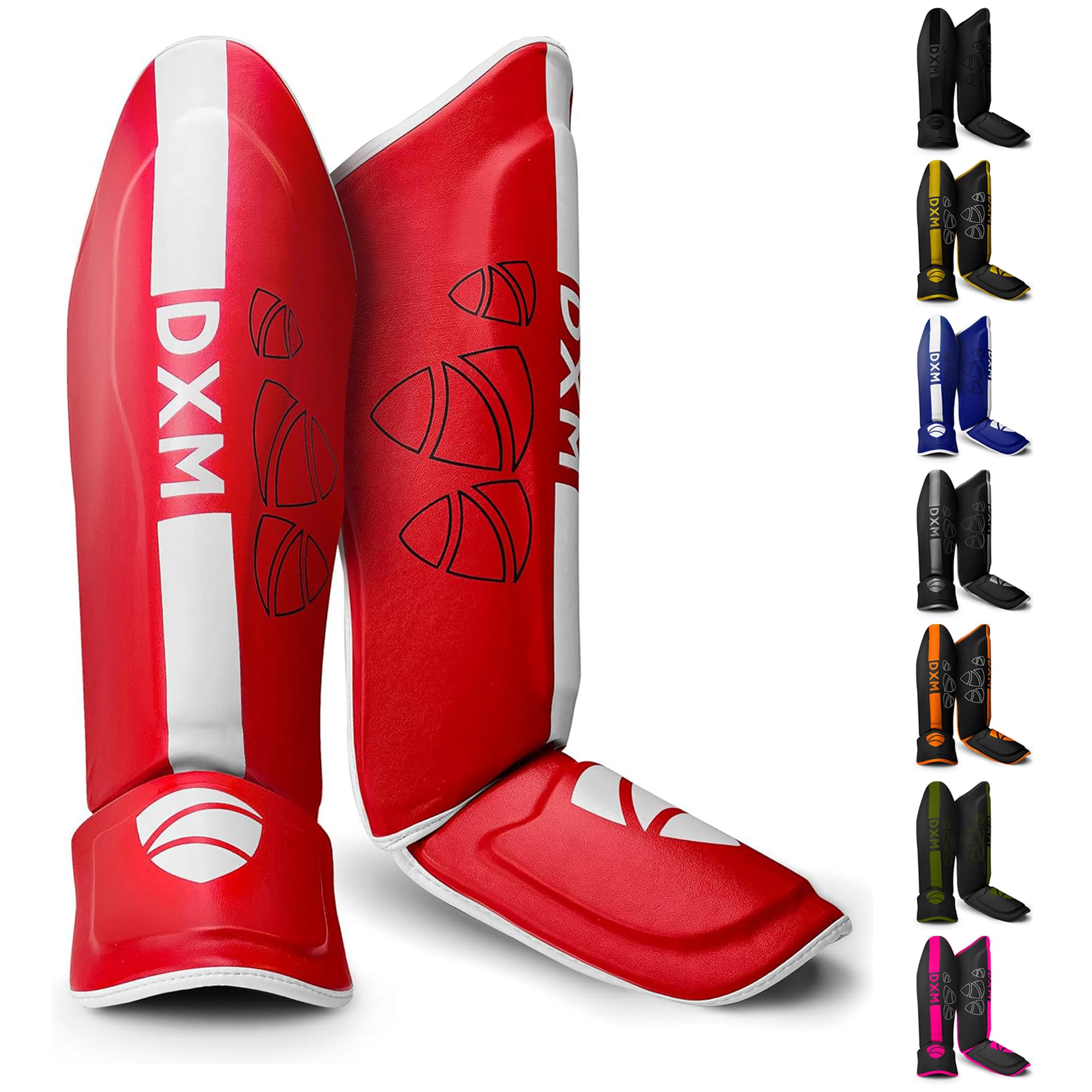 DXM SPORTS Martial Arts Shin Guards Kickboxing Leg Guards with Instep Protection for for Muay Thai, Boxing, MMA, Karate, Taekwondo, Sparring, Training, MMA Equipment