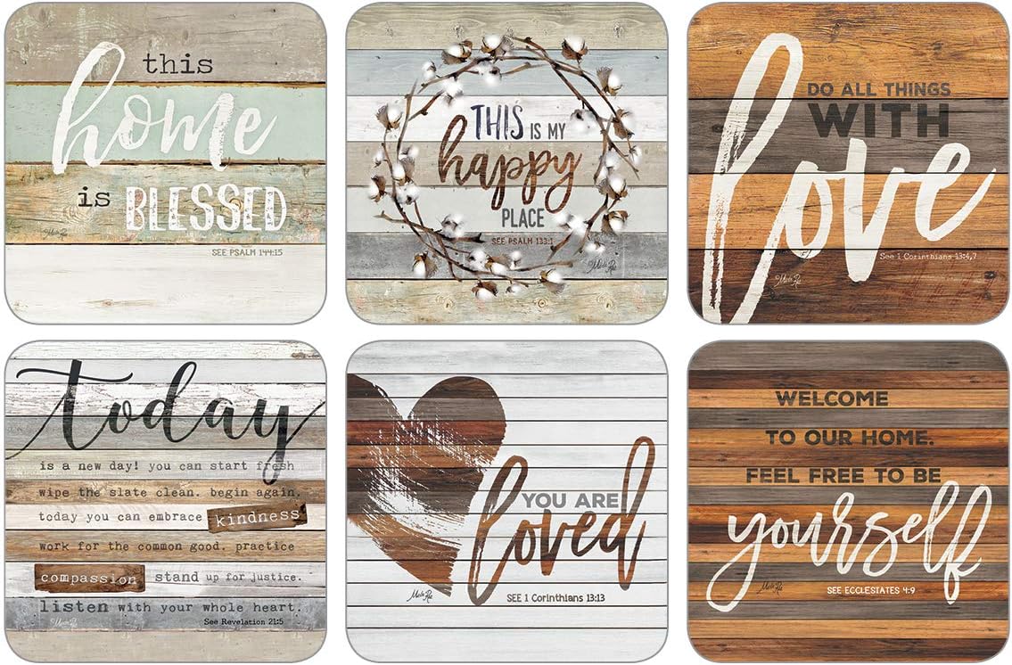 Legacy Publishing Group Marla Rae Cork-Backed Coaster Set, 6-Count, This Home Is Blessed