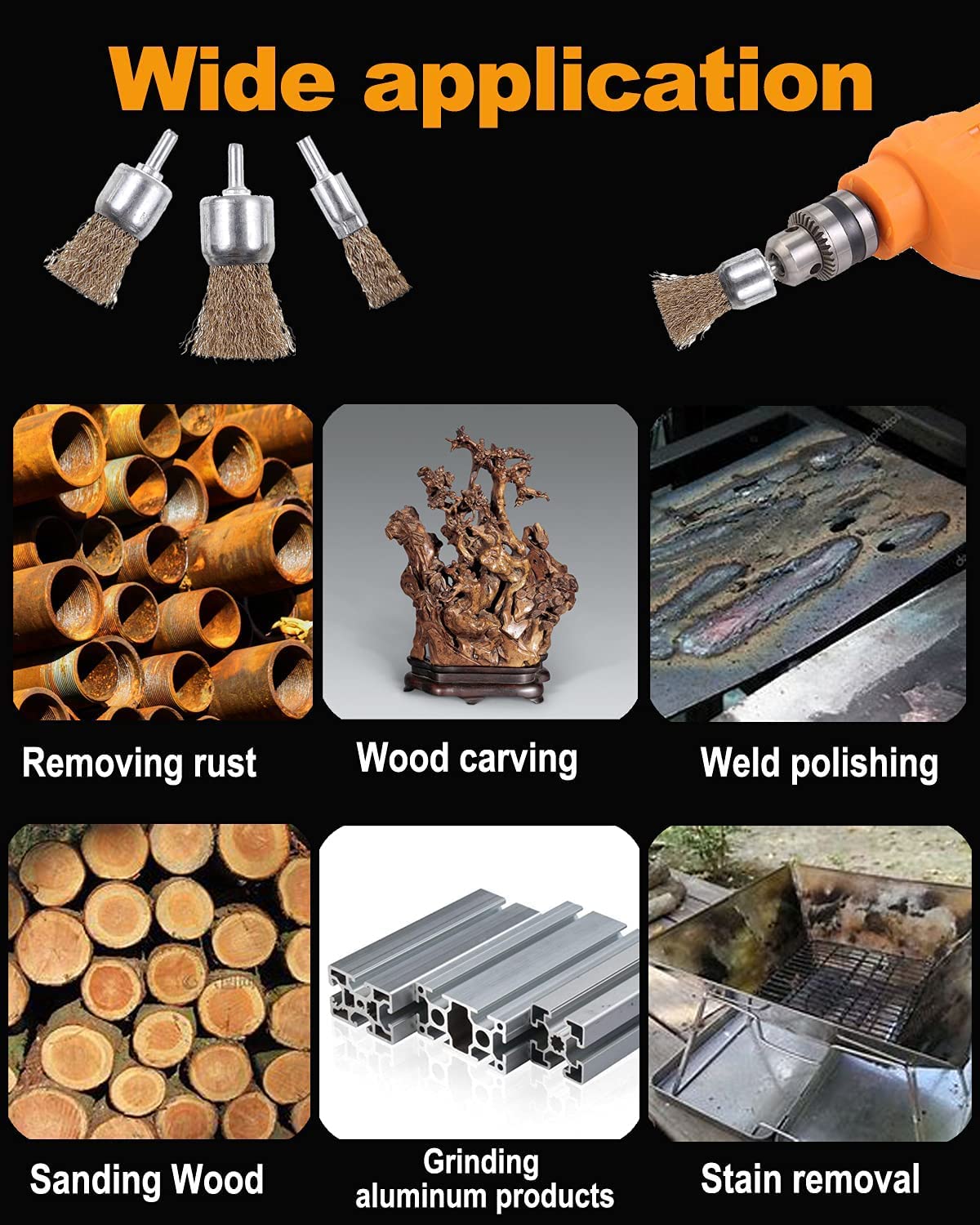 Lot De 10 Brosses étalliques Pour Perceuse, Roue De Brosse étallique