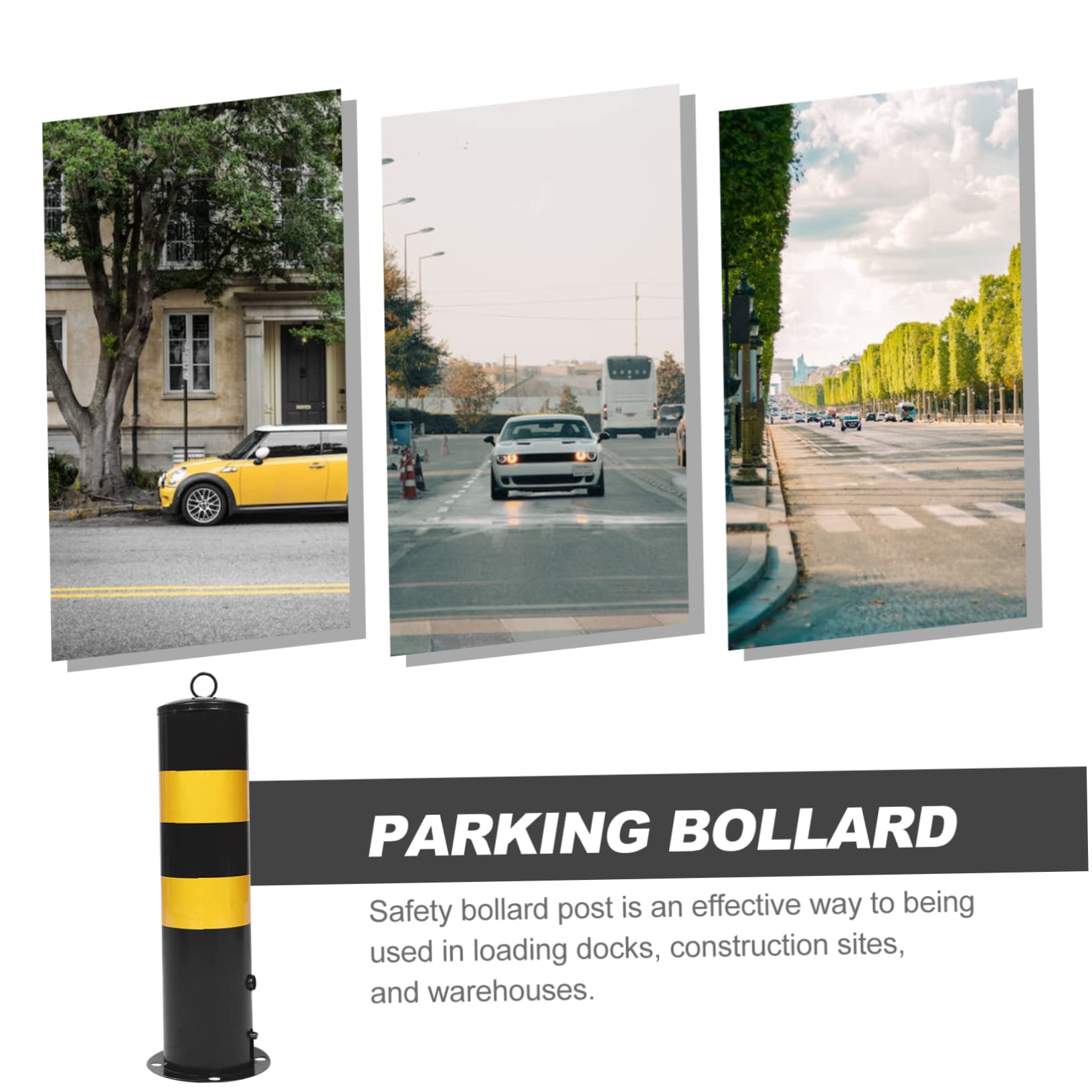 Poteau Protection Noir en Acier, Borne de Sécurité D'allée, Poste
