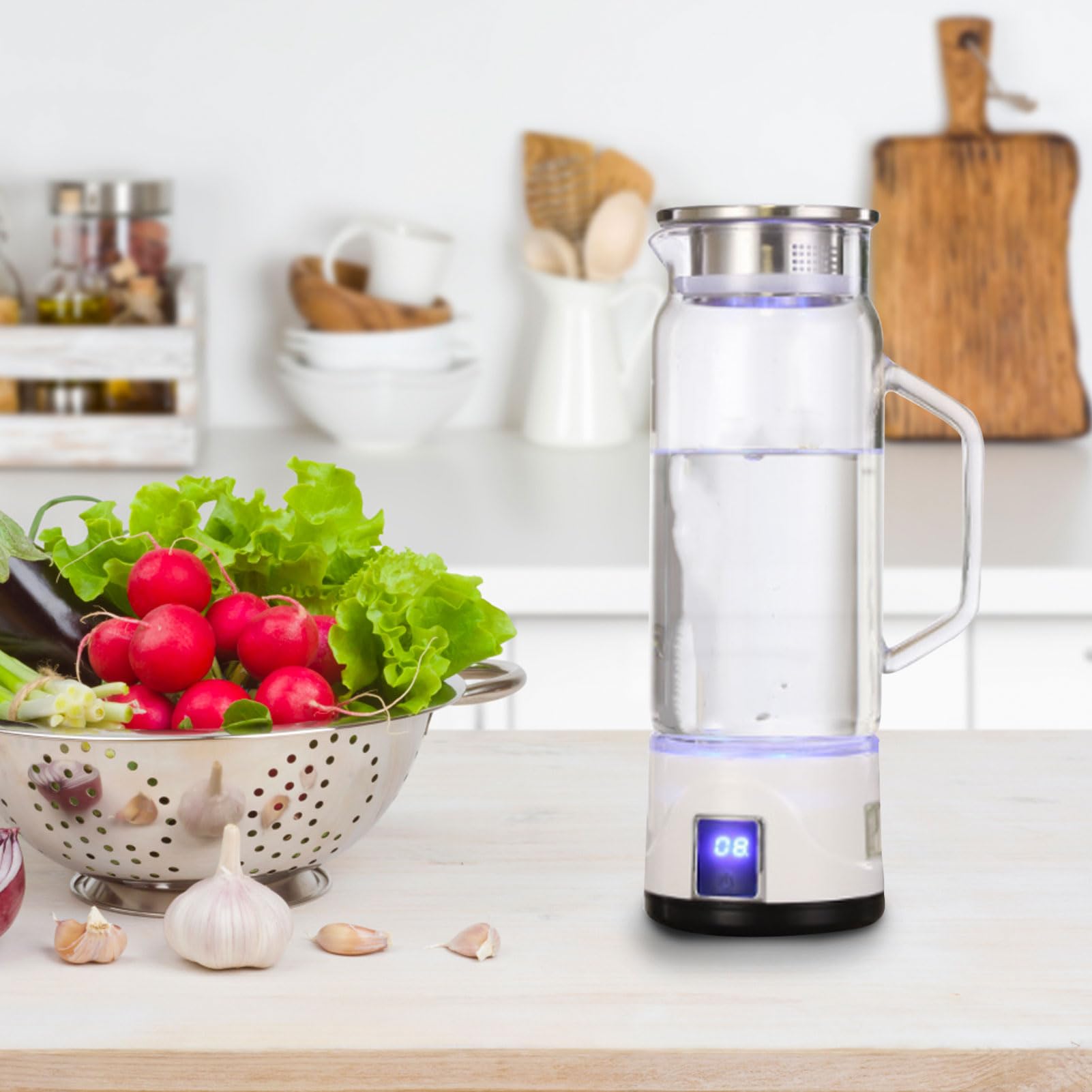 Botella de Agua de Hidrógeno, 1000 Ml, 1000 a 1500 Ppb, Generador de Agua Rica en Hidrógeno de Vidrio de Borosilicato con Mango para el Hogar, Fitness, Oficina
