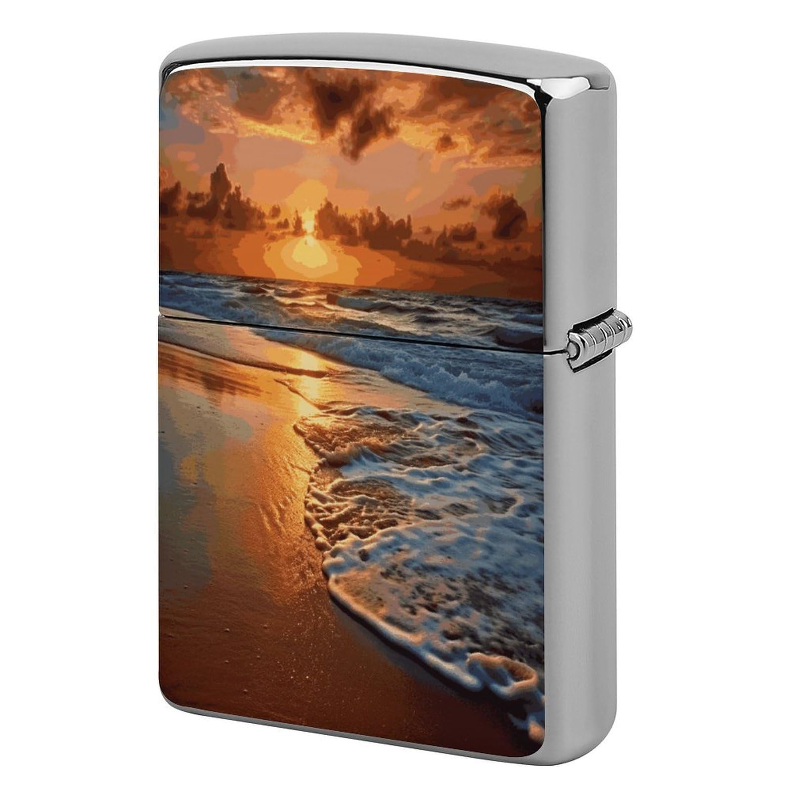 Fodpand Style Evening Beach Sea Water Metal Lighter Case Cover Lighter Sleeve
