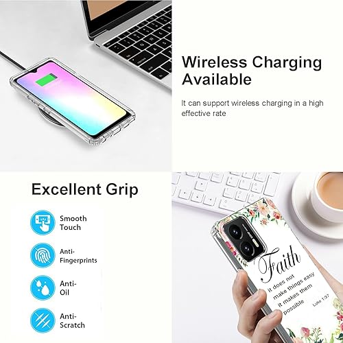 Miniatura 4 de Funda transparente para Motorola Moto G Stylus 5G 2023 con versículo bíblico 1-37, patrón cristiano para mujeres y hombres, doble capa híbrida de