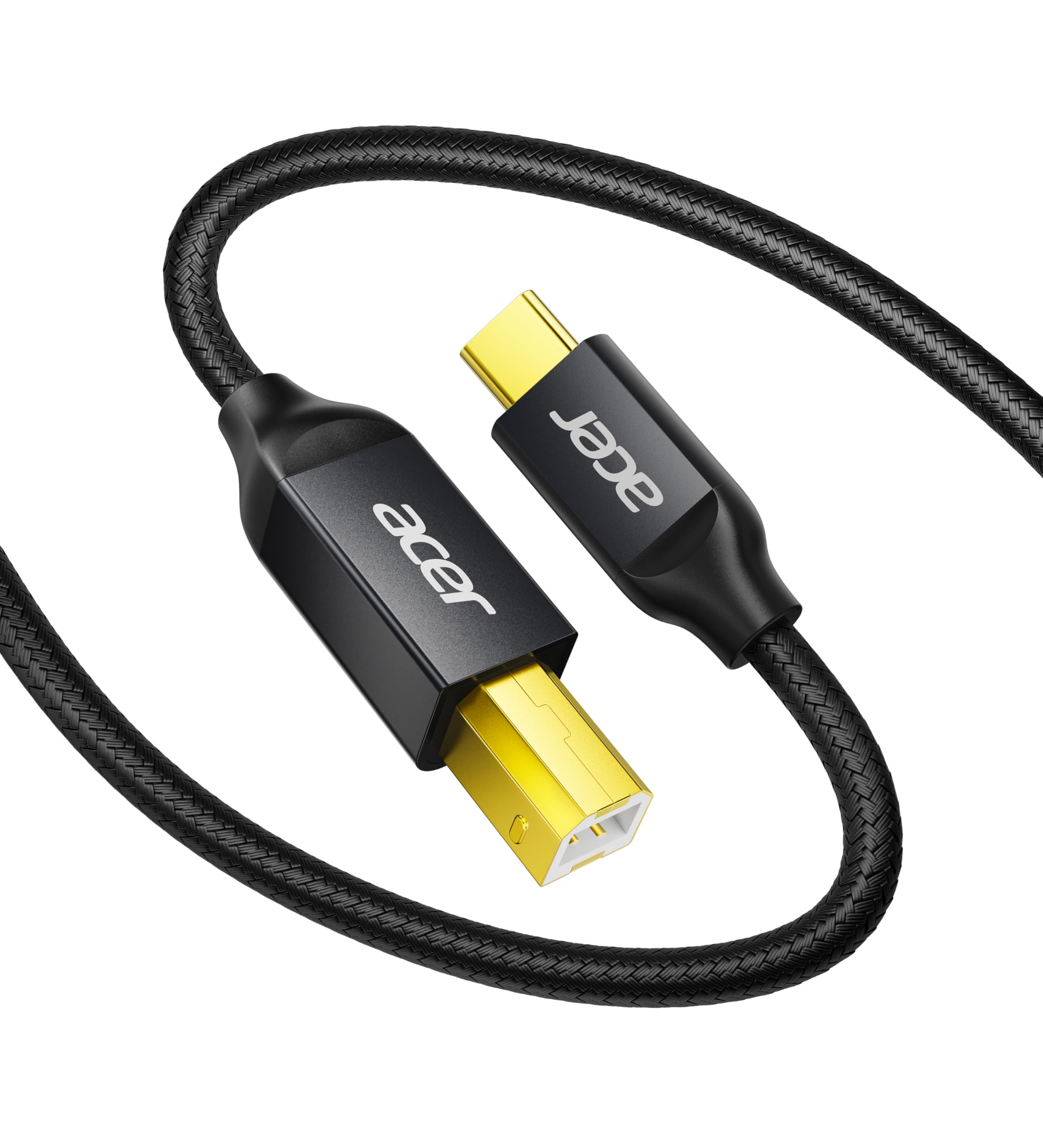 Photo 1 of Acer USB B to USB C Printer Cable 6.6 FT, Nylon Printer Cord to USB C for MacBook Pro/Air, MIDI Cable for and Yamaha & Casio Digital Piano, MIDI Keyboards, DJ Controllers, DACs to iPad