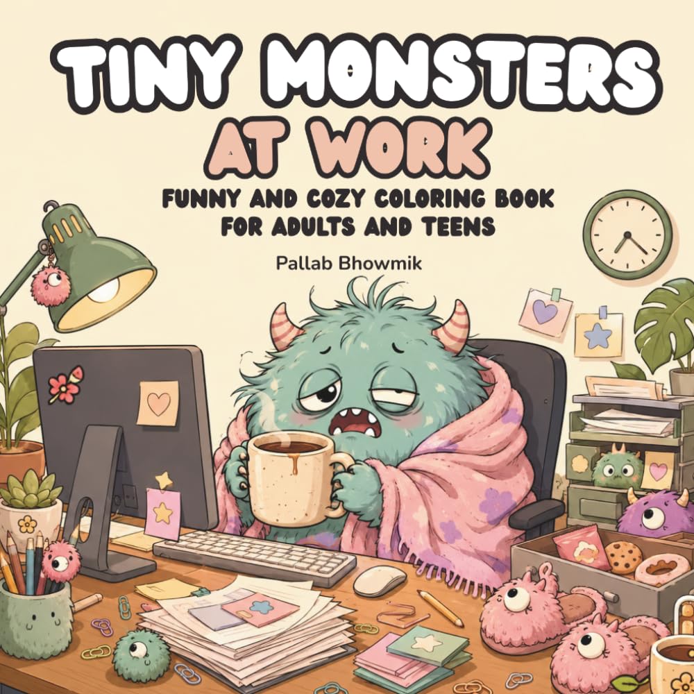 Tiny Monsters at Work: A Funny and Cozy Coloring Book for Adults and Teens (Tiny Monsters Coloring Books)