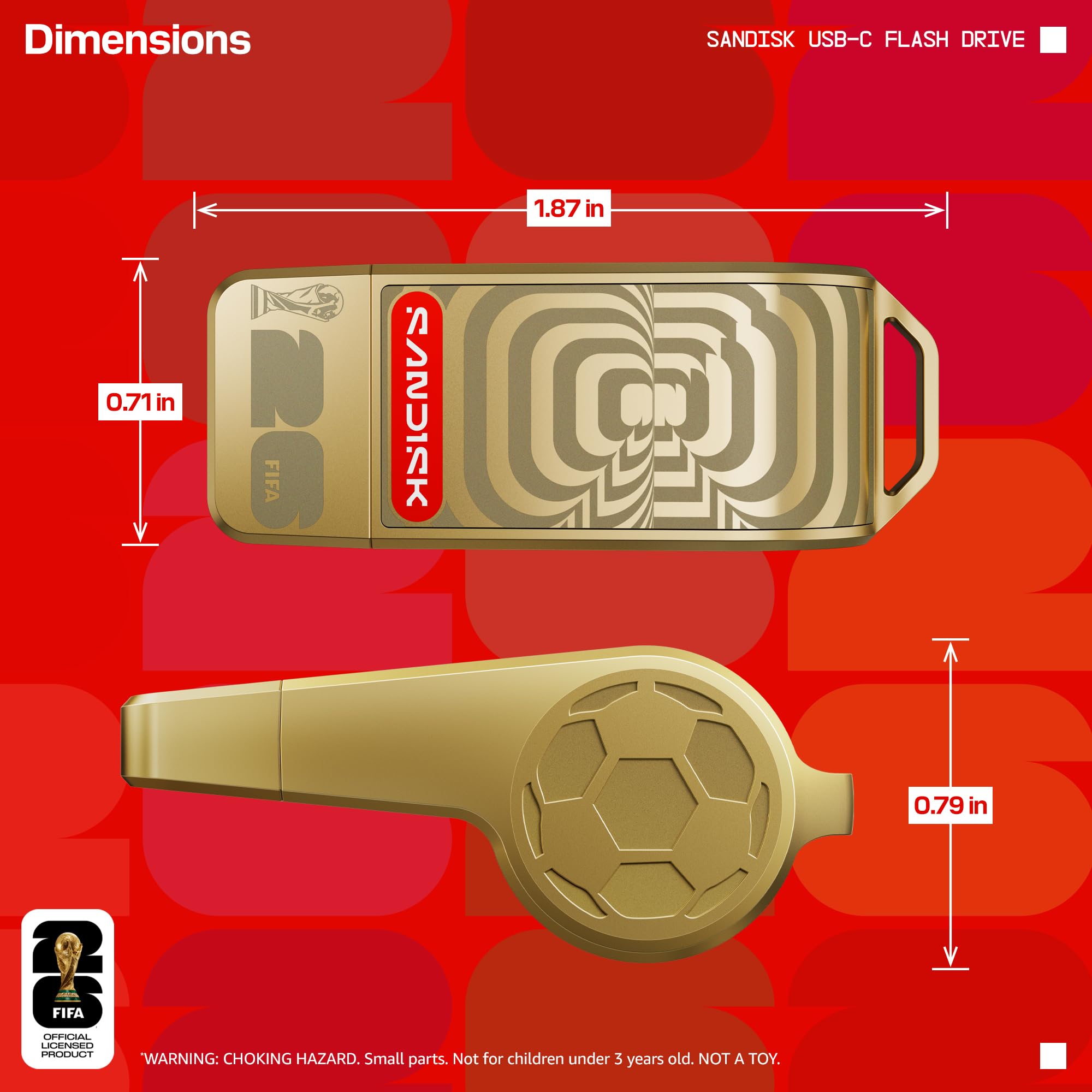 Pendrive SANDISK® USB-C™ Flash Drive: FIFA World Cup 2026™ Gold