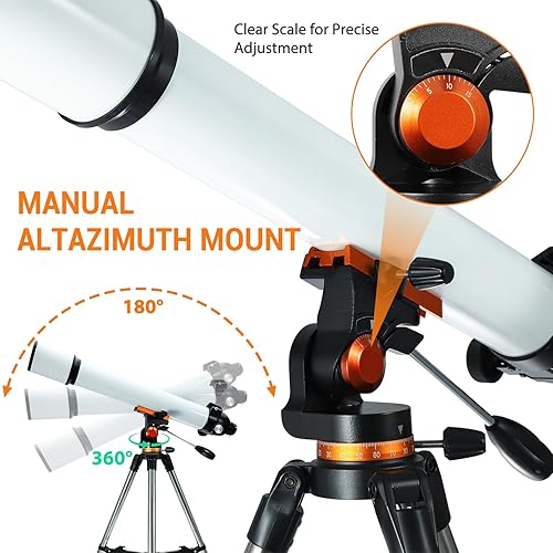 Miniatura 7 de Telescopios para adultos Astronomía, 2.756 in de apertura 27.559 in de longitud focal telescopio refractor para principiantes y niños, telescopio