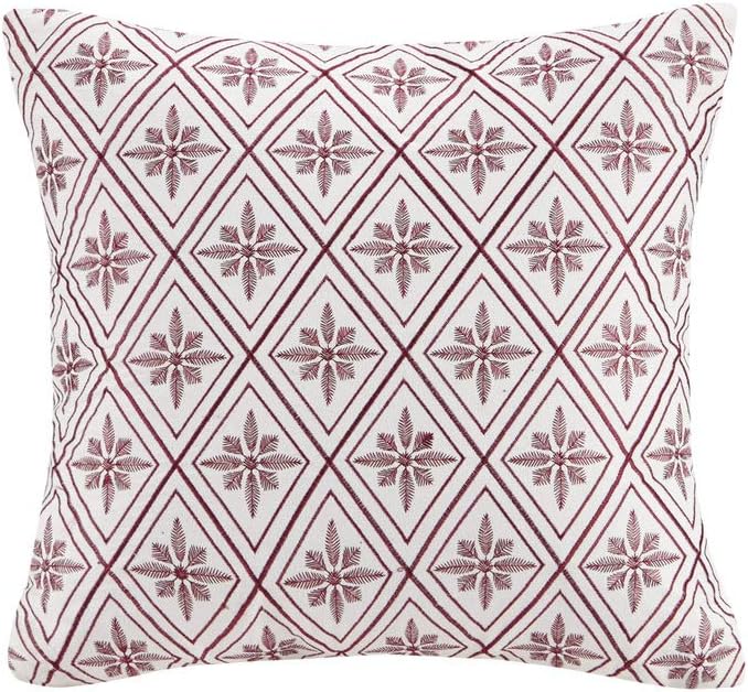 N Natori Hanae Embroidered Cotton Oblong Decorative Pillow, 12x20'', White