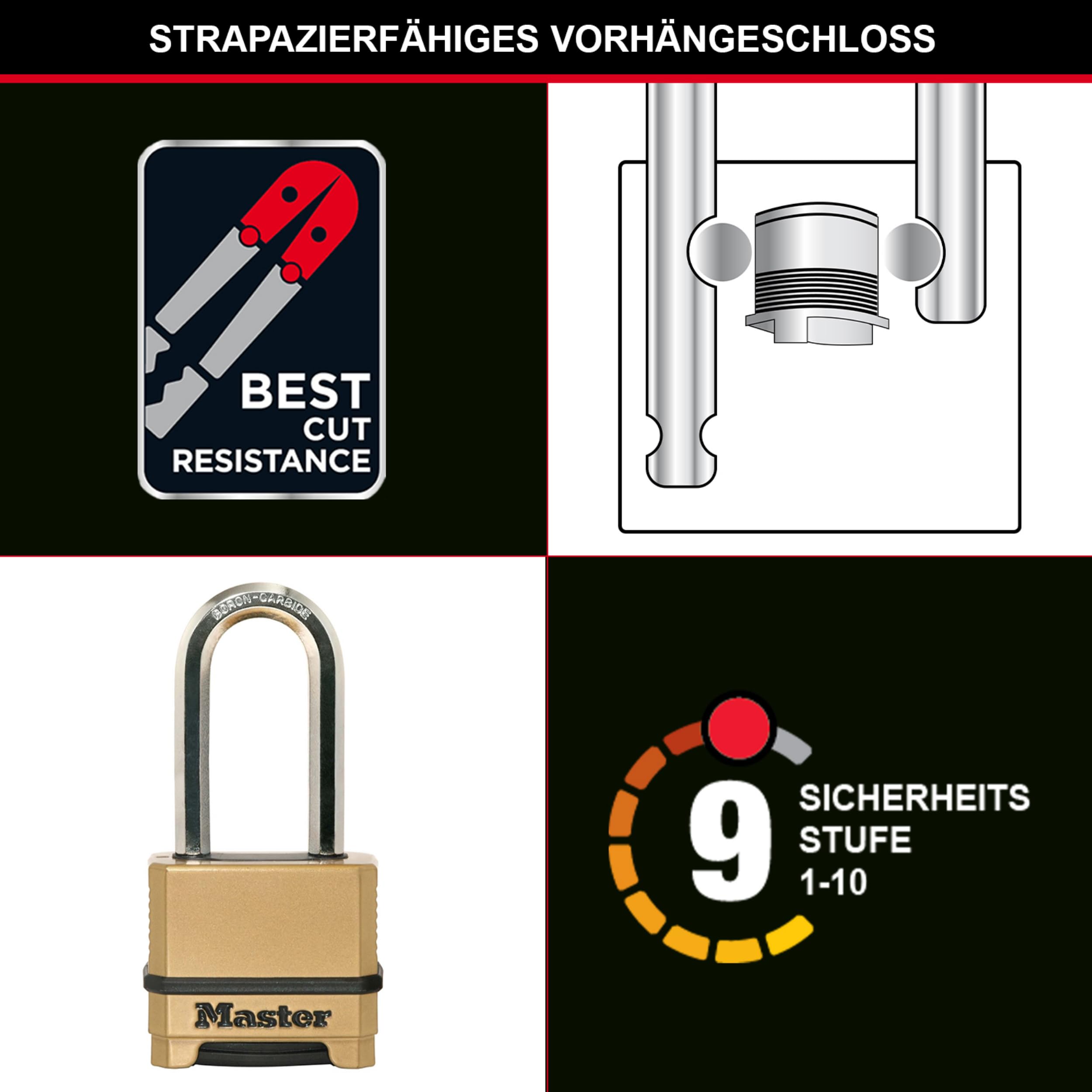 Master Lock Excell Zahlenschloss 56 mm mit hohem Bügel, M175EURDLH