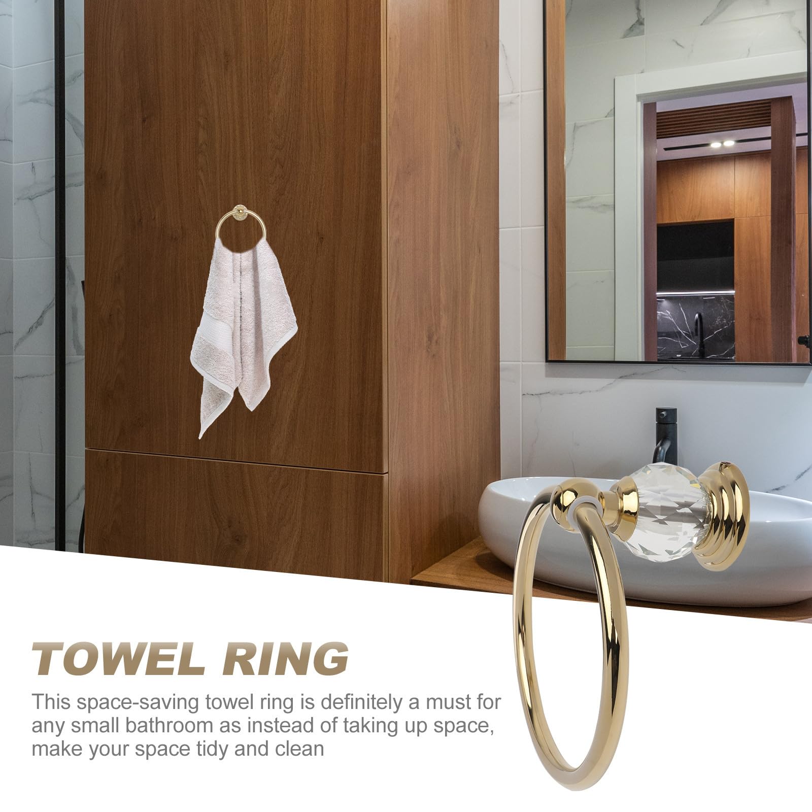 Portasciugamani Anello Dorato in Acciaio Inox Resistente alla Corrosione, Gancio Portasciugamani Rotondo da Bagno Design Chiusura Sicuro, per Bagno, Cucina e Camera da Letto