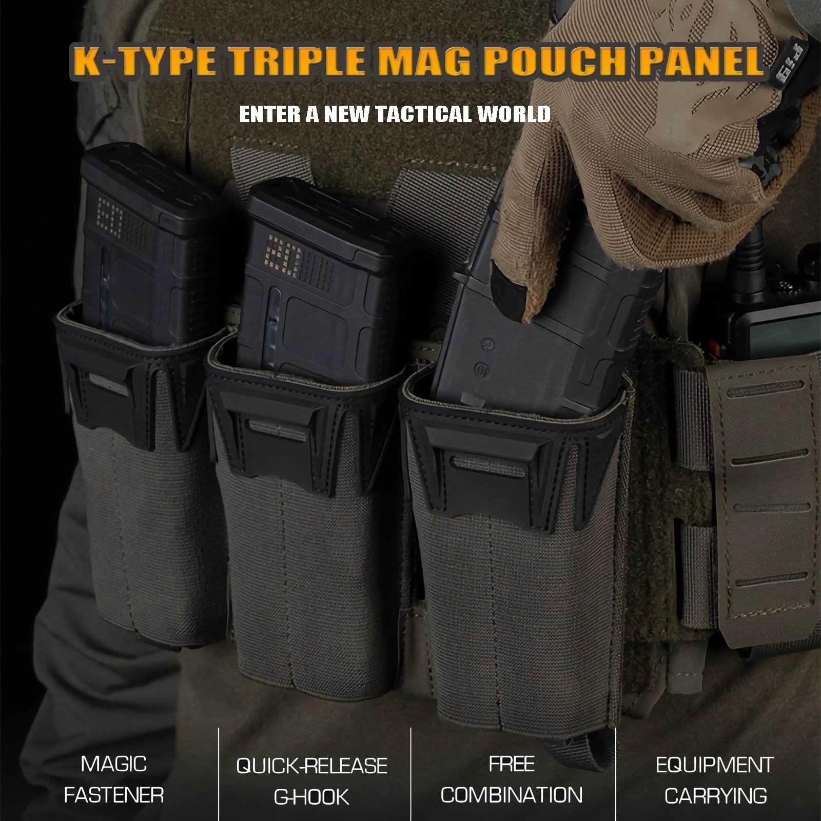 Wielokalibrowa Ładownica Na Potrójny Magazynek, Taktyczna Plakietka Na Kaliber 5,56/7,62x39/PCC 9 Mm Z Przedłużonym Magazynkiem, Przedni Panel Kamizelki Myśliwskiej