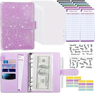 Budget Planner Budget Binder A6, A6 PU Leder Budget Binder Geld Organizer Sparen, Geldorganisation Ordner, Finanzplaner Cash Stuffing Haushaltsbuch mit Geldfacher
