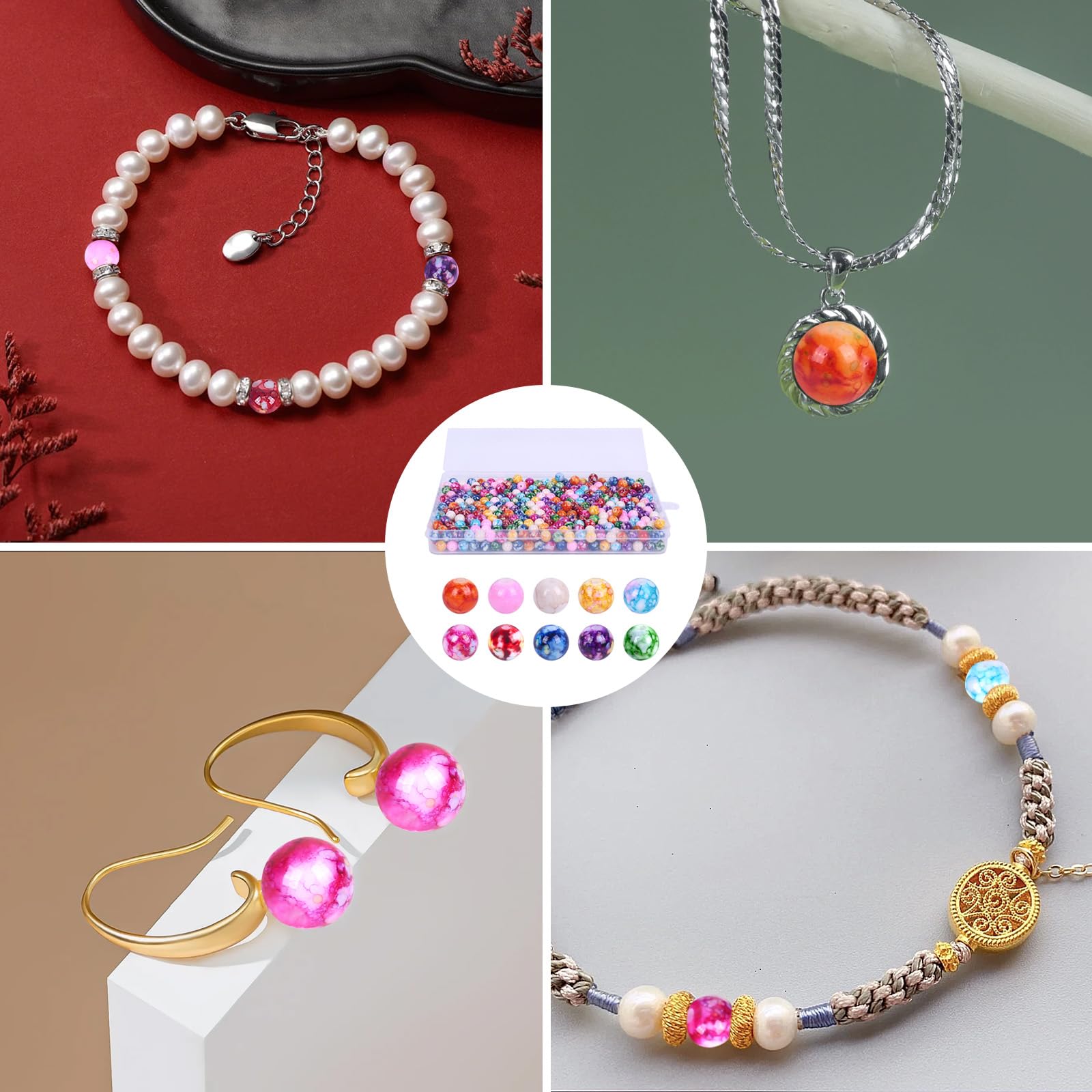 YIEUR Lot De 540 Perles Colorées à Enfiler - 8 Mm - En Vrac - Mat