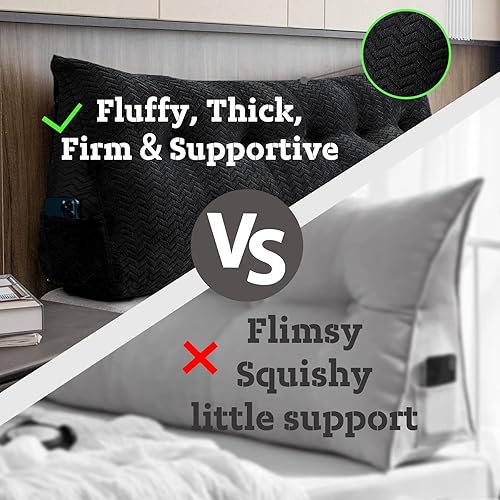 Miniatura 7 de Cabecera triangular grande, respaldo de cuña y de posicionamiento, almohadas de lectura, almohadas de cuña para cama de día, literas, con funda