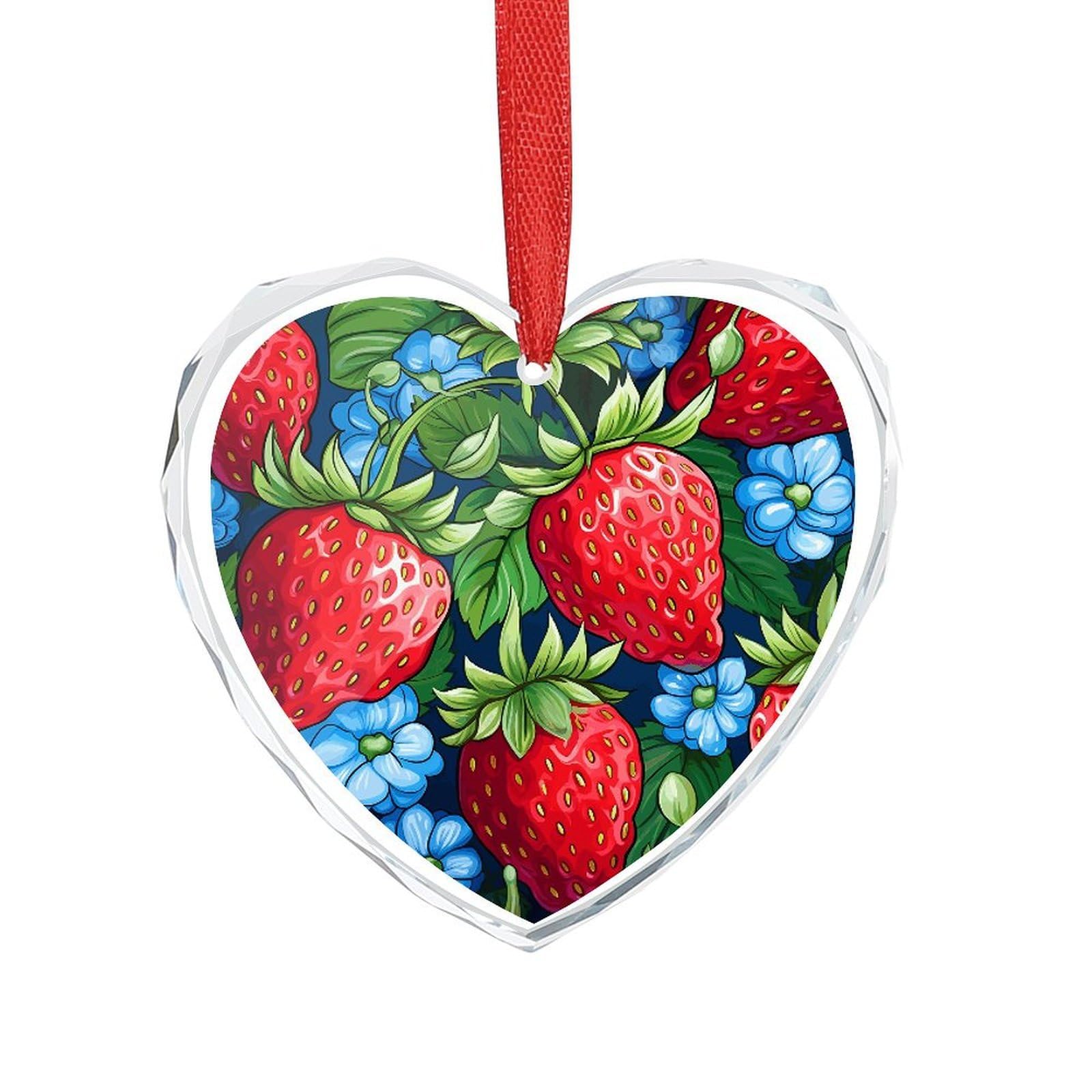 Wsoihfec Style Strawberry Pattern Engagement Gifts For Couples, Glass Ornaments Just Married Bridal Shower Decor, Heart Keepsake Decor For Bride & Groom