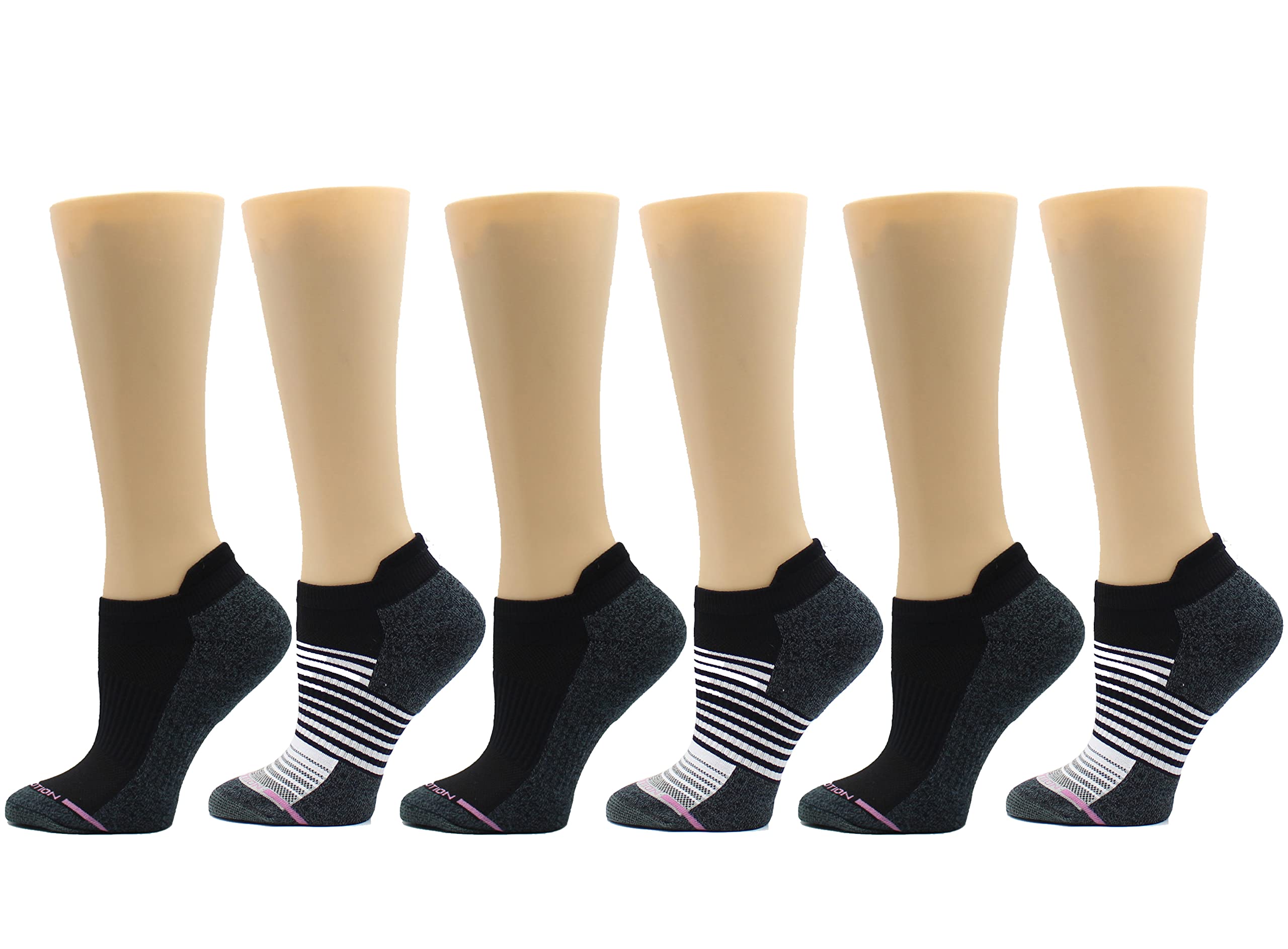 Dr. Motion Womens Ankle Socks 2 Pack, Low Cut Cushioned Compression Running Socks for Women, Arch Support, Seamless Toe