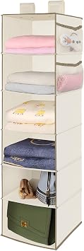 MAX Houser 6 Tier Shelf Hanging Closet Organizer, Closet Hanging Shelf with 2 Widen Straps for Storage, Foldable Beige2 | Shelf