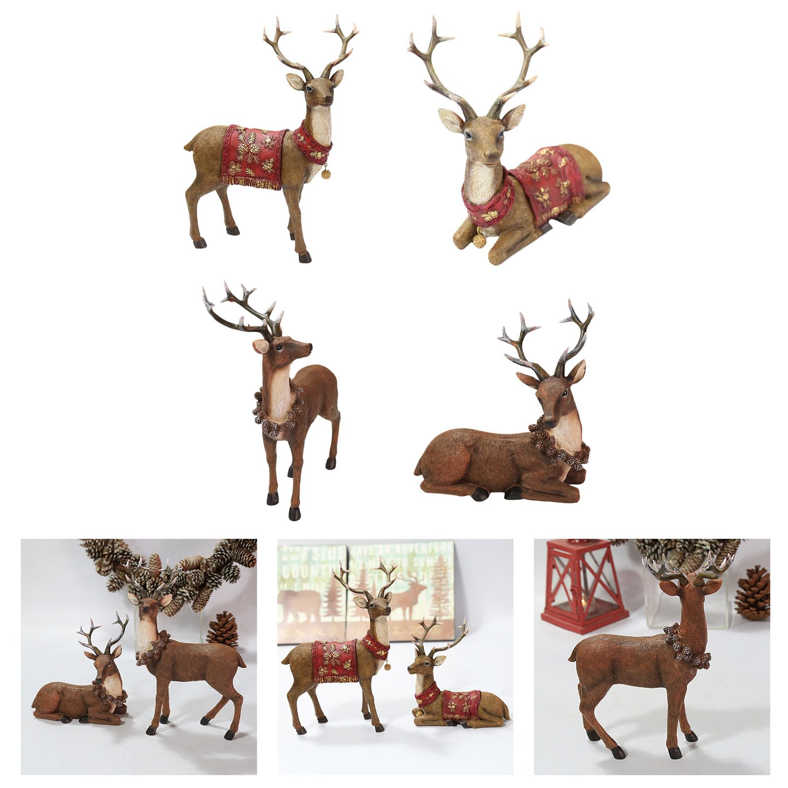 Figure realistiche di renna decorazioni natalizie cervo modello animale da collezione tavolo scrivania ornamento decorazioni per la casa regalo ornamento da tavolo