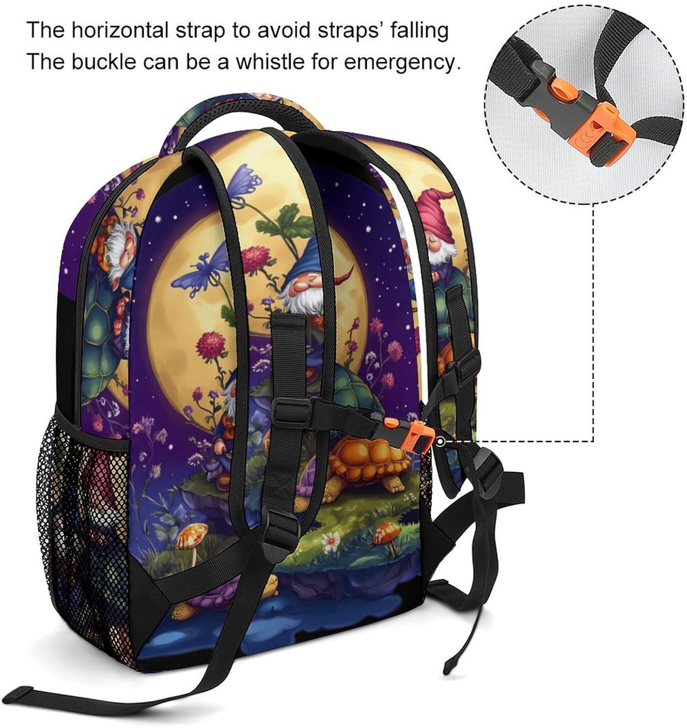 Gnomes Moon Laptop Backpack Lightweight Travel Daypack Shoulder Bag for Men Women