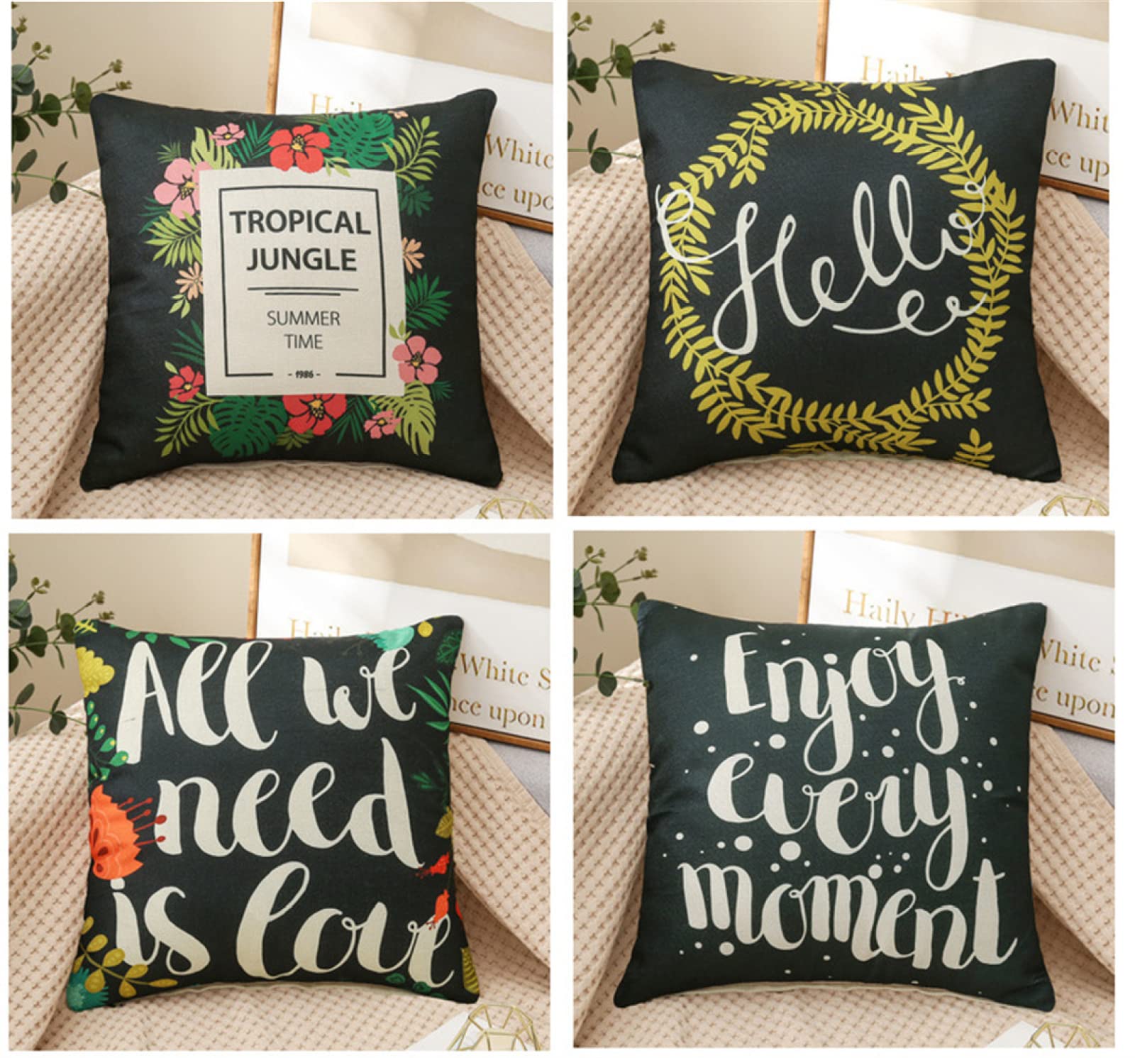Juego de 4 Fundas de Cojines Decoración Cuadrado Funda de Almohada Cuadrado Lino Funda de Cojín Fundas Navideñas para Cojines Throw Pillow Case con Cremallera Invisible 65X65cm Navidad,Color4