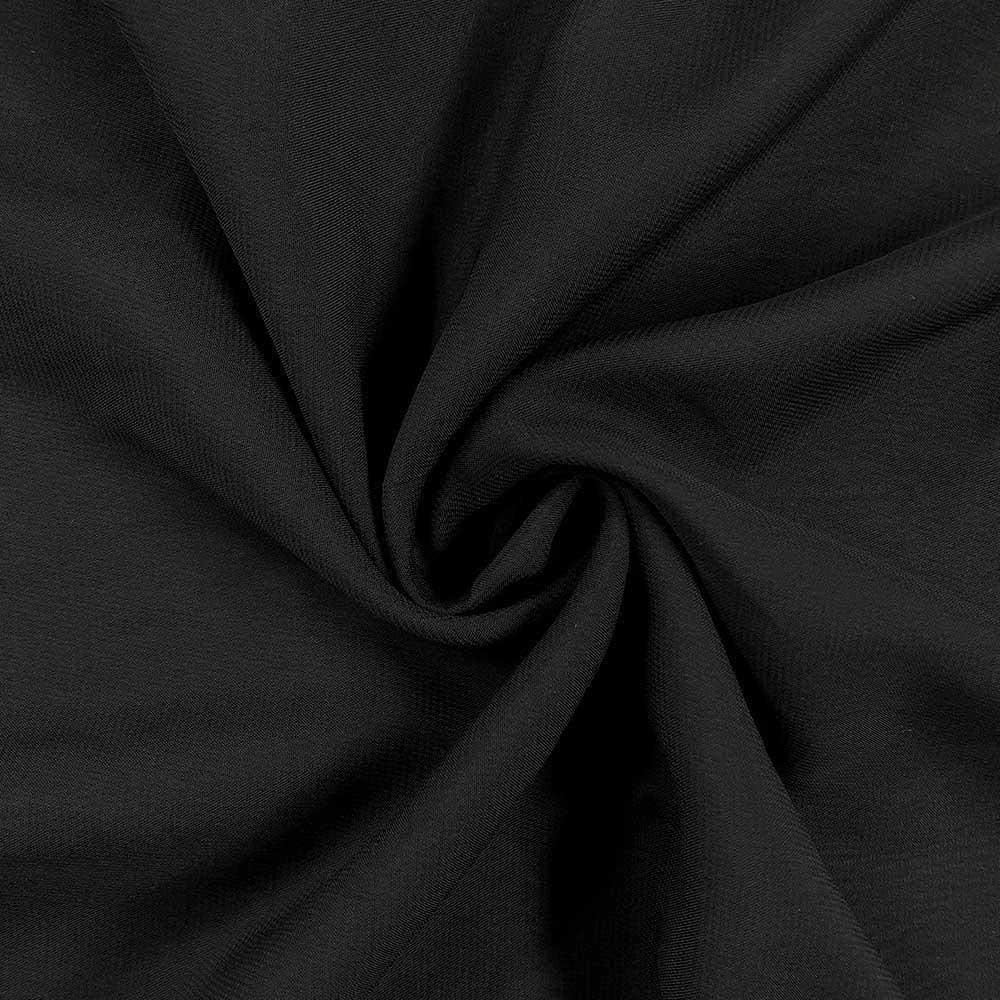 DJBM 59’’ Solid Color Sheer Chiffon Fabric Yards Continuous for DIY Decoration Valance Black/1 Yard