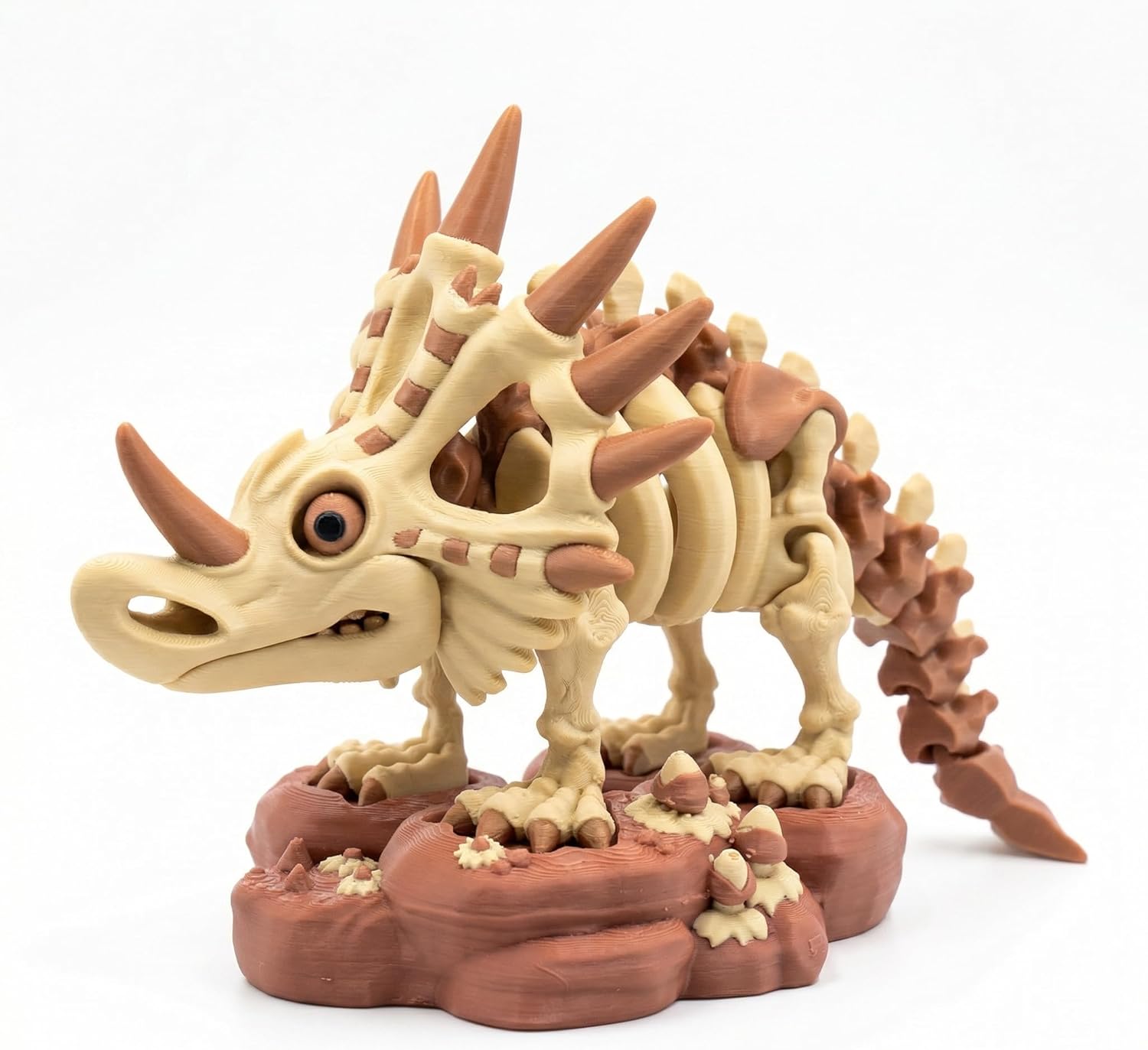 Articulated Triceratops Skeleton Model, 3D Printed Poseable Dinosaur Figure with Display Stand (Parasaurolophus, XL)