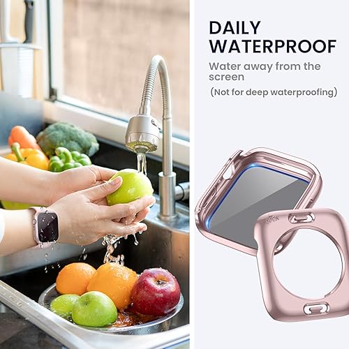 Miniatura 4 de Tensea Funda protectora de pantalla impermeable para Apple Watch (2 en 1) para Apple Watch Series 9, 8, 7, 1.772 in, iWatch protector de