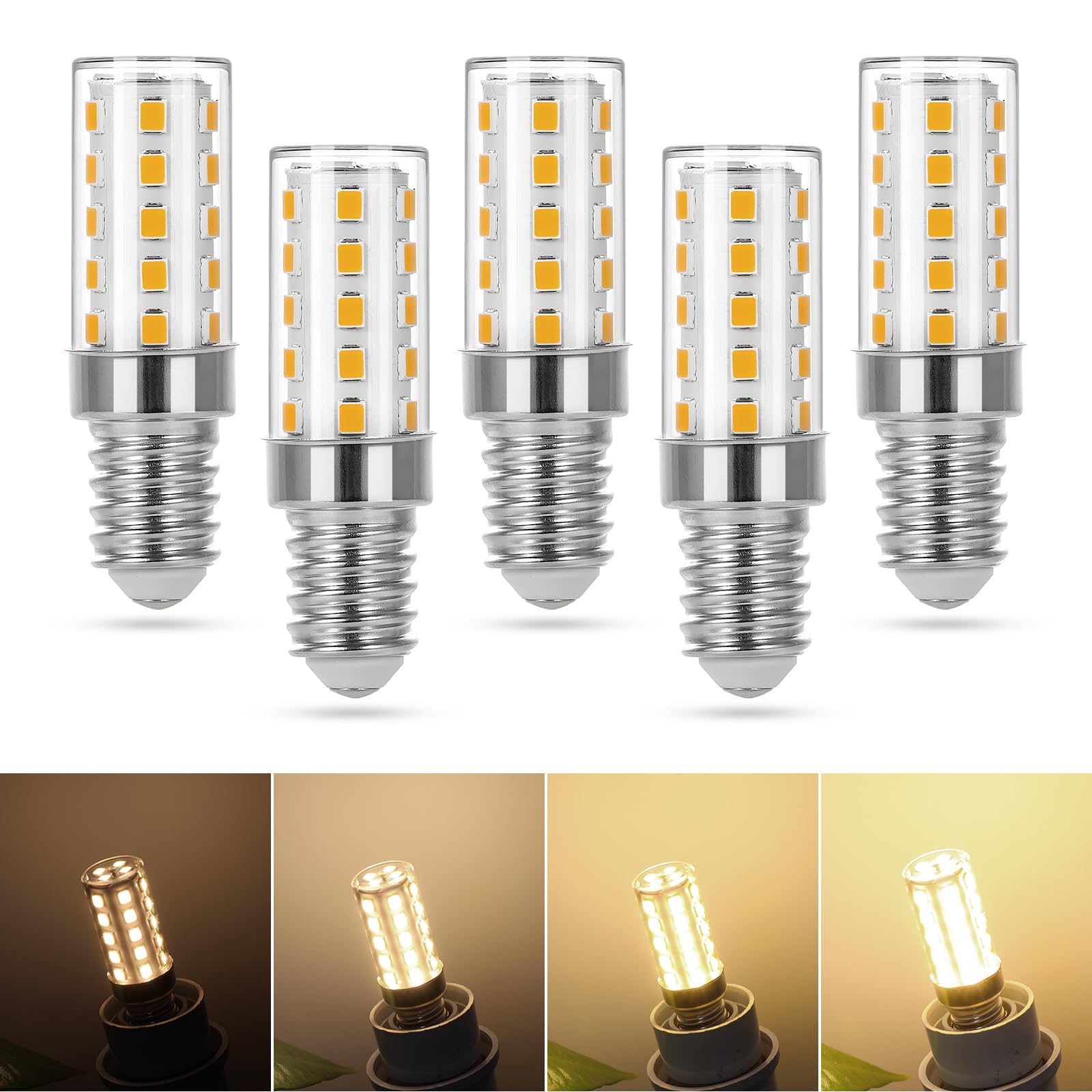 E14 LED Dimmbar Lampen,Naturweiß 4000K 3.5 W E14 Glühbirnen,AC 220V,Ersatz 30-35W Glühlampen,350LM Maiskolben,Energiesparlampe Edison-Schraube Kerze Leuchtmittel für die Heimbeleuchtung,5er-Pack