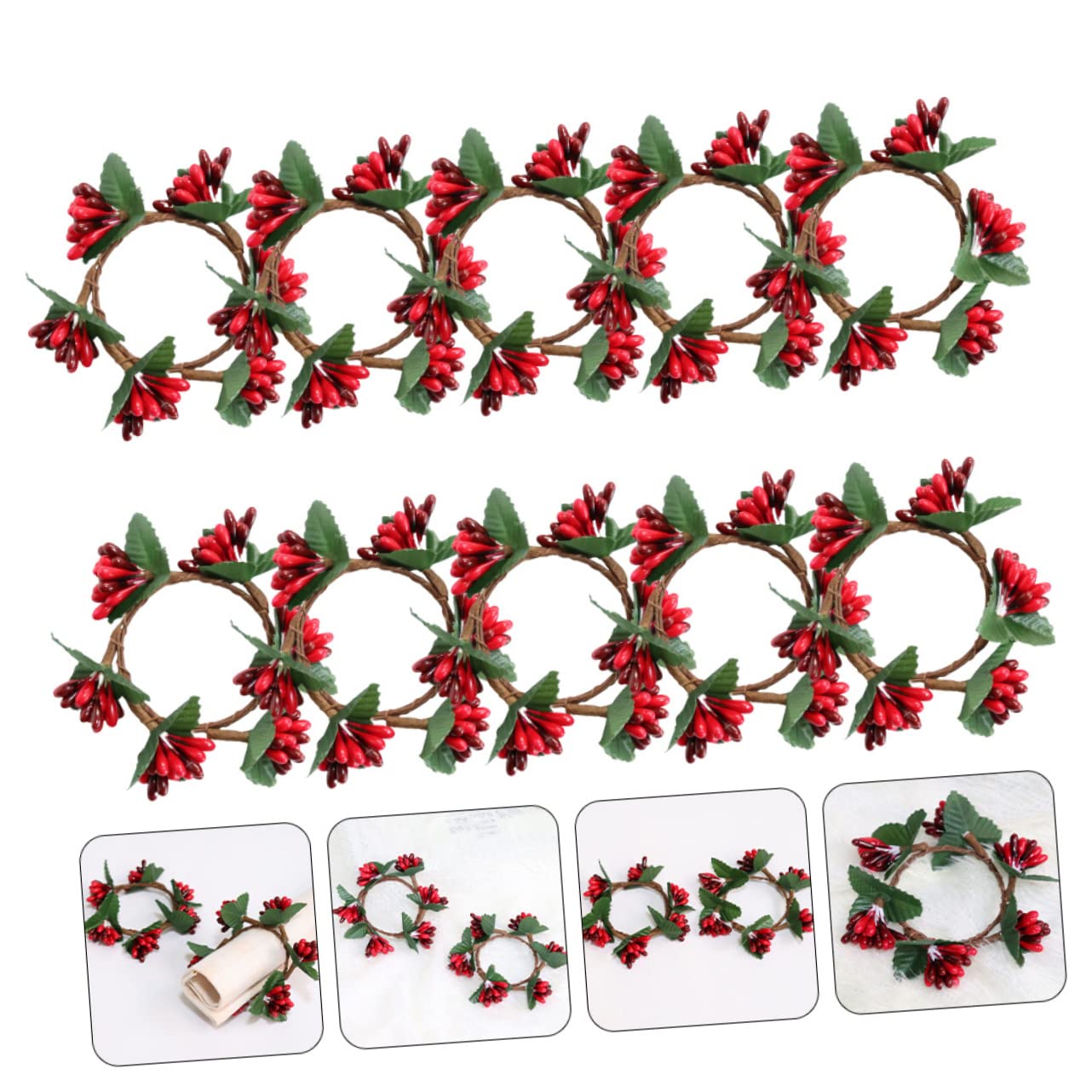TOPBATHY 40 Piezas Anillo de Vela navideños Christmas decoración de artículos para el hogar Anillos de servilleta de Navidad Guirnalda decoración hogar Adorno de Navidad Rojo