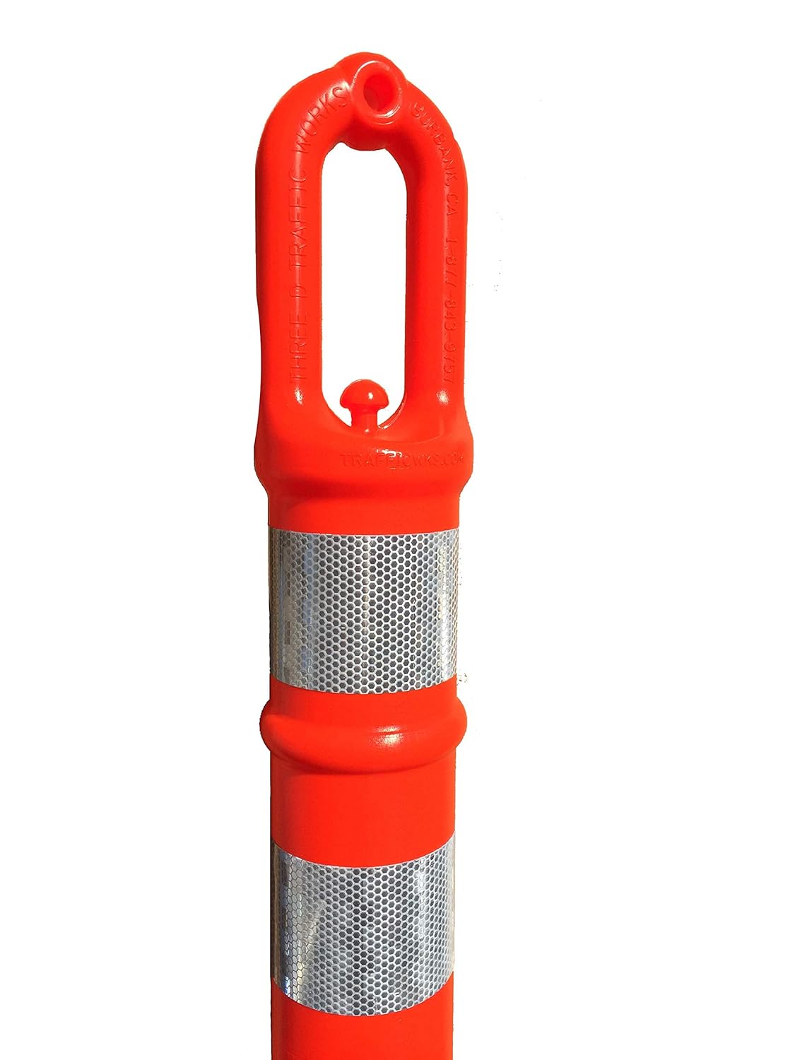 42” Traffic Delineator Posts with 12 lb Bases, Two Reflective Bands – High-Visibility Safety Channelizer Cones, 3 Pack