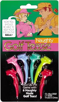 Charter Naughty Nude Lady Golf Tees - Men's Multicolor Cartoon Golf T-Shirt - 6 Count - Small - Short Sleeve - Crew Neck - Adult - Golfers Joke Prank