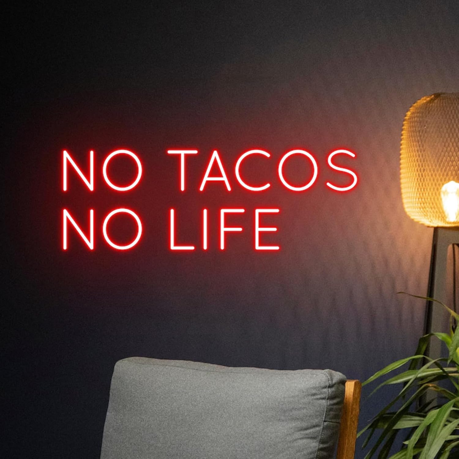 No Tacos No Life Neon Sign 27 inches LED Tacos Neon Light Up Signs Wall Decor for Home Mexican Restaurant Party Bar Man Cave Decorations