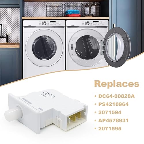 Miniatura 4 de Interruptor de puerta de secadora DC64-00828B actualizado para secadora Samsung K-enmore compatible con DC64-00828A PS4210964 2071594