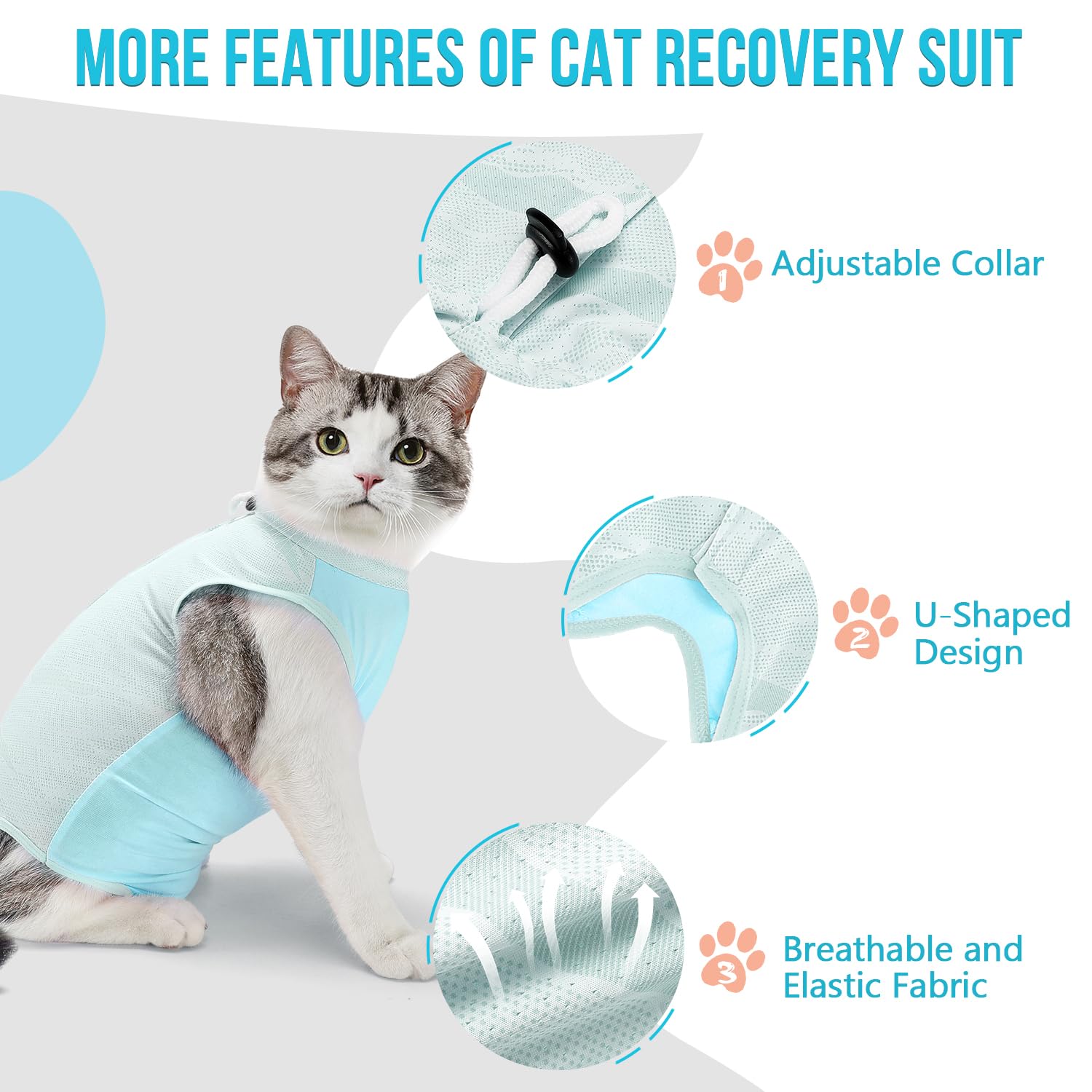 Combinaison de récupération pour Chat après Chirurgie Slowton - Onesie pour Chaton résistante aux Poils, Alternative au Collier à cône E pour Les Chats mâles et Femelles